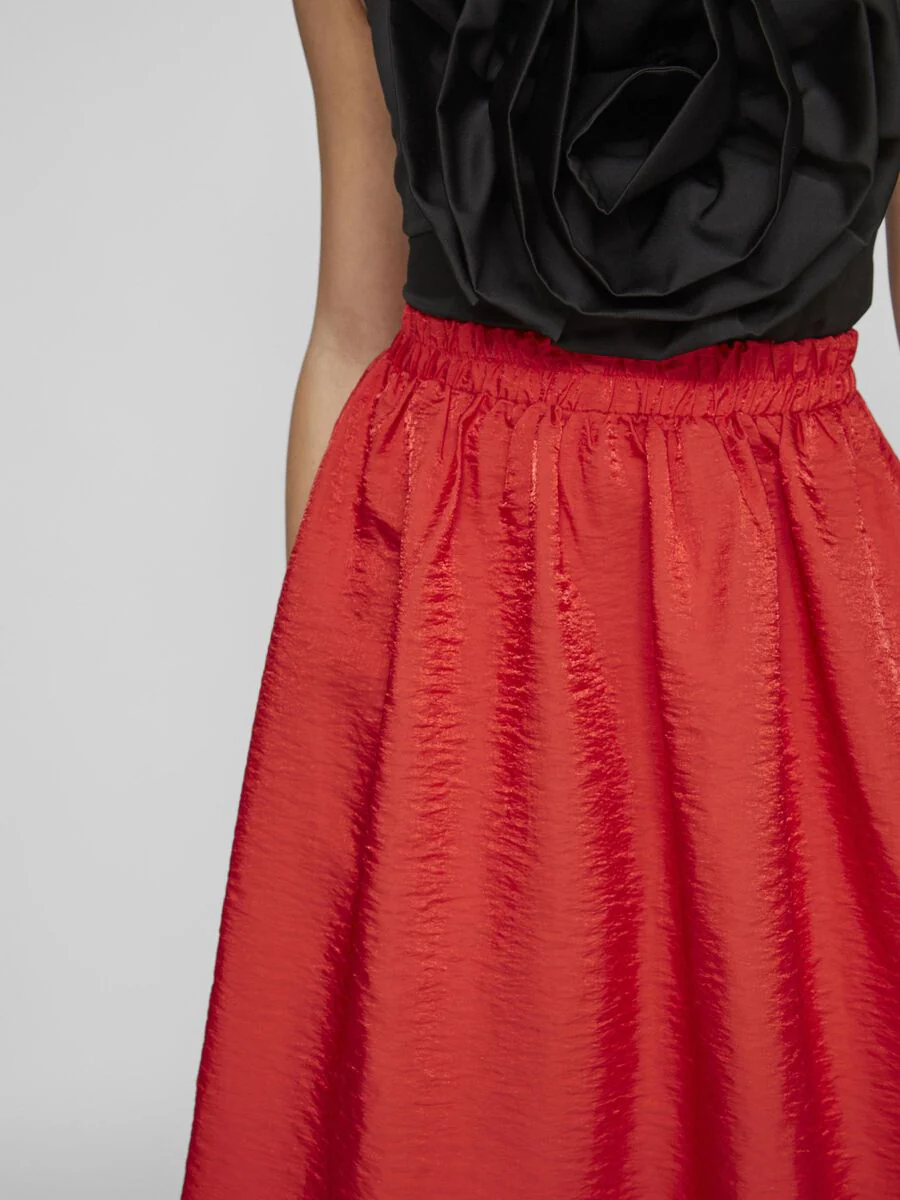 MABELLE VOLUME MIDI SKIRT (POPPY RED) - Image 4