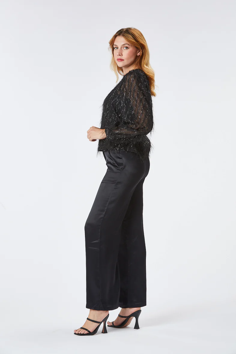 Maden Long Sleeve Striped Blouse (Black) - Image 2