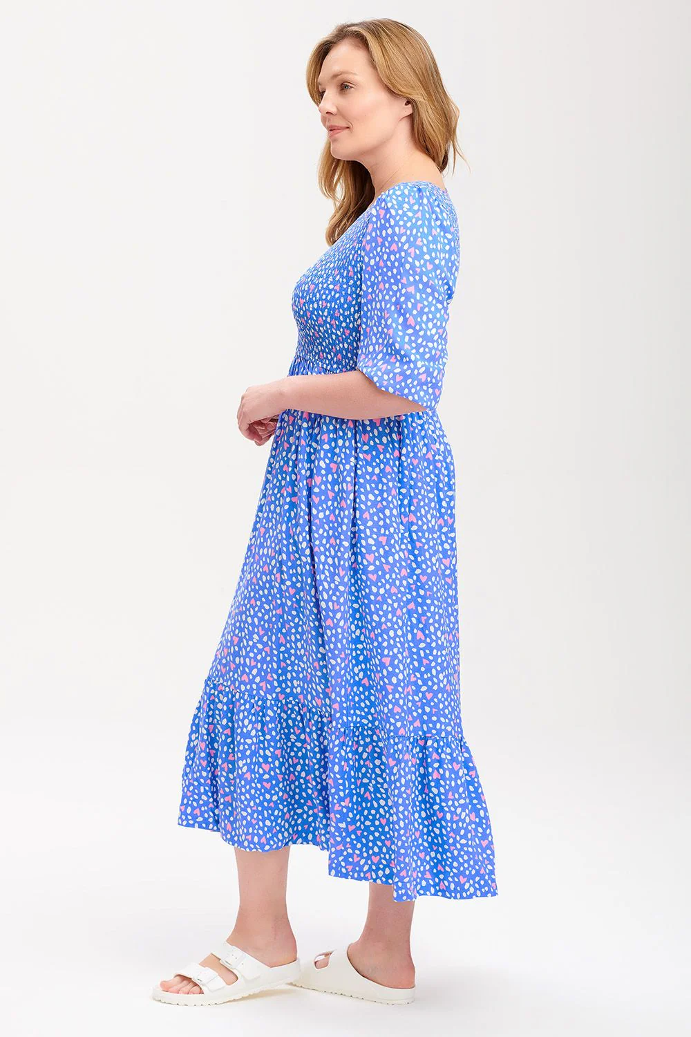 Magdalene Midi Dress | Animal Love Hearts (Blue) - Image 2