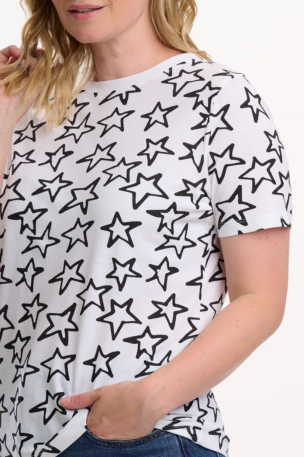 Maggie T-Shirt (White/Black Stars) - Image 3