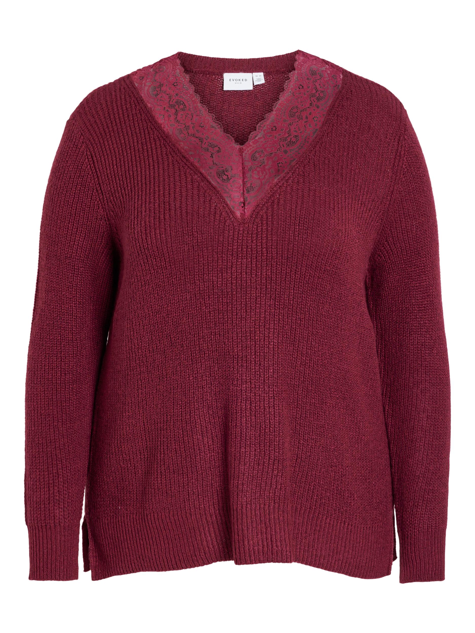 MANDY LACE NECK L/S KNIT JUMPER (BEET RED) - Image 6