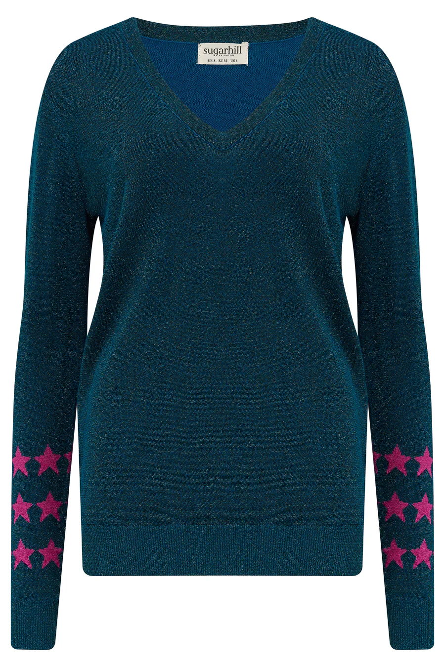 MARCELLA V-NECK JUMPER (TEAL/STARLIGHT) - Image 4