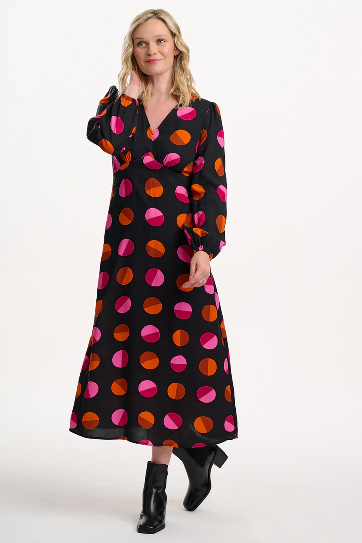 Marcie Midi Dress (Black/Polka)