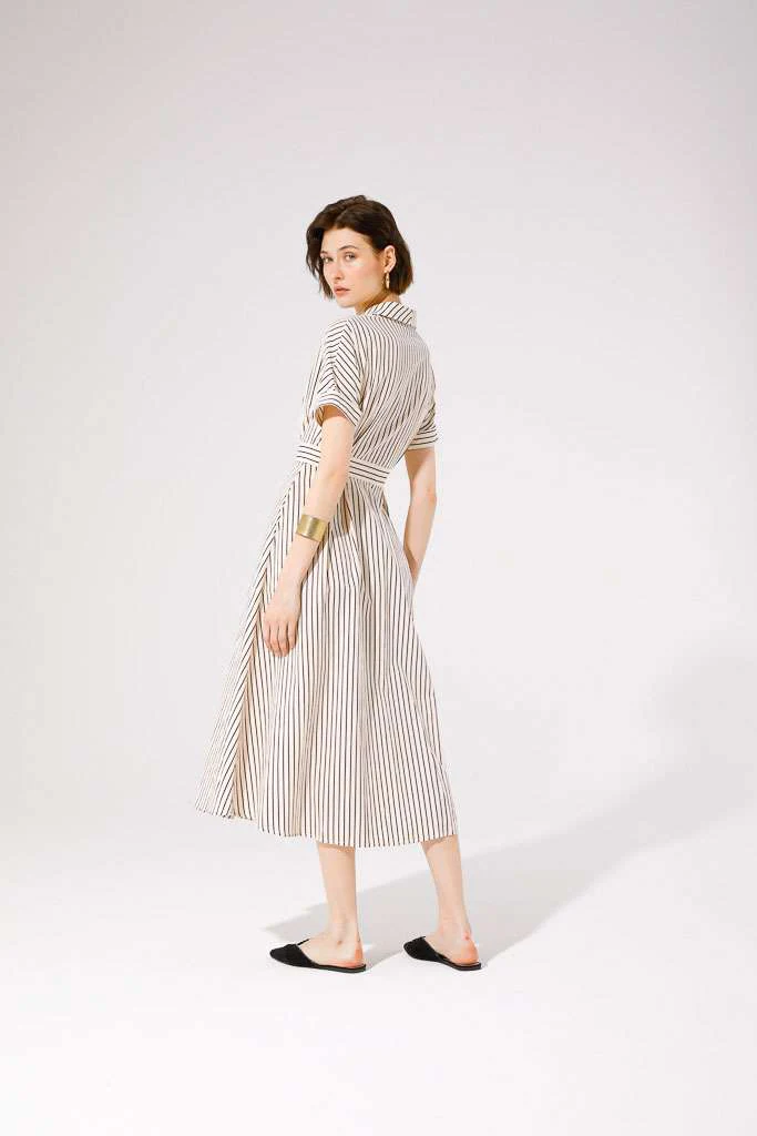 Marinetta Shirt Dress (Beige/Black Stripe) - Image 4