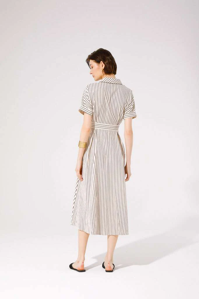 Marinetta Shirt Dress (Beige/Black Stripe) - Image 5