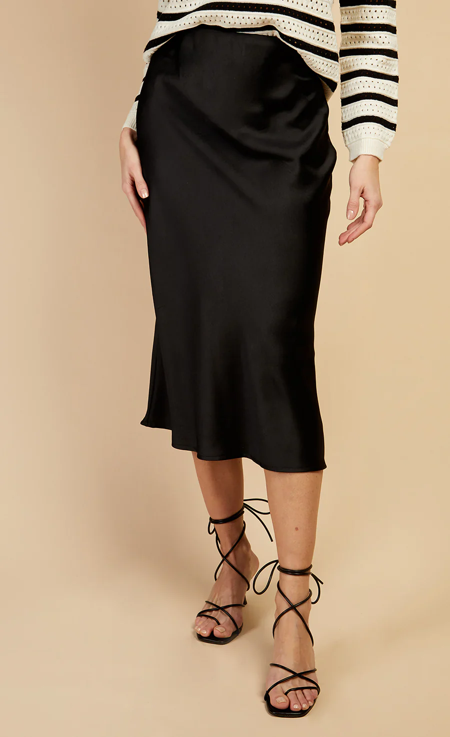 Marnie Satin Skirt (Black) - Image 4