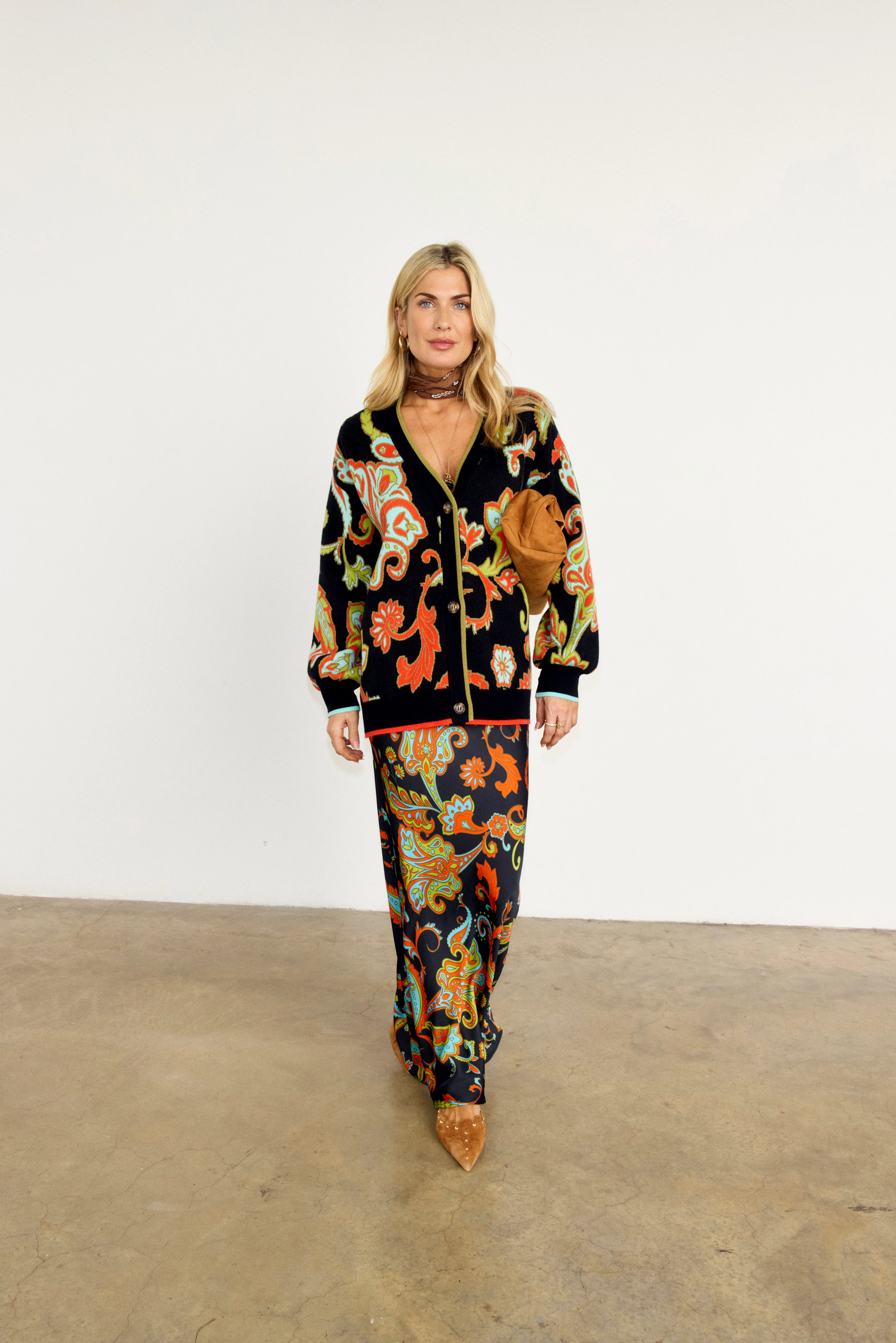 Martha Paisley Cardigan (Black)