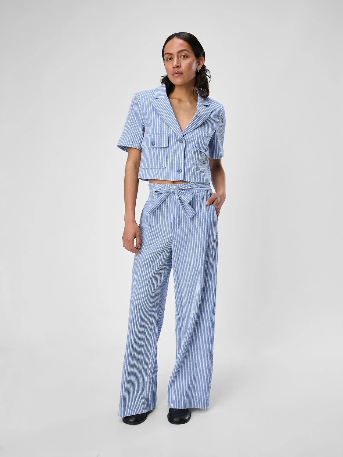 Maya Short Sleeve Blazer (Palace Blue/White) - Image 2