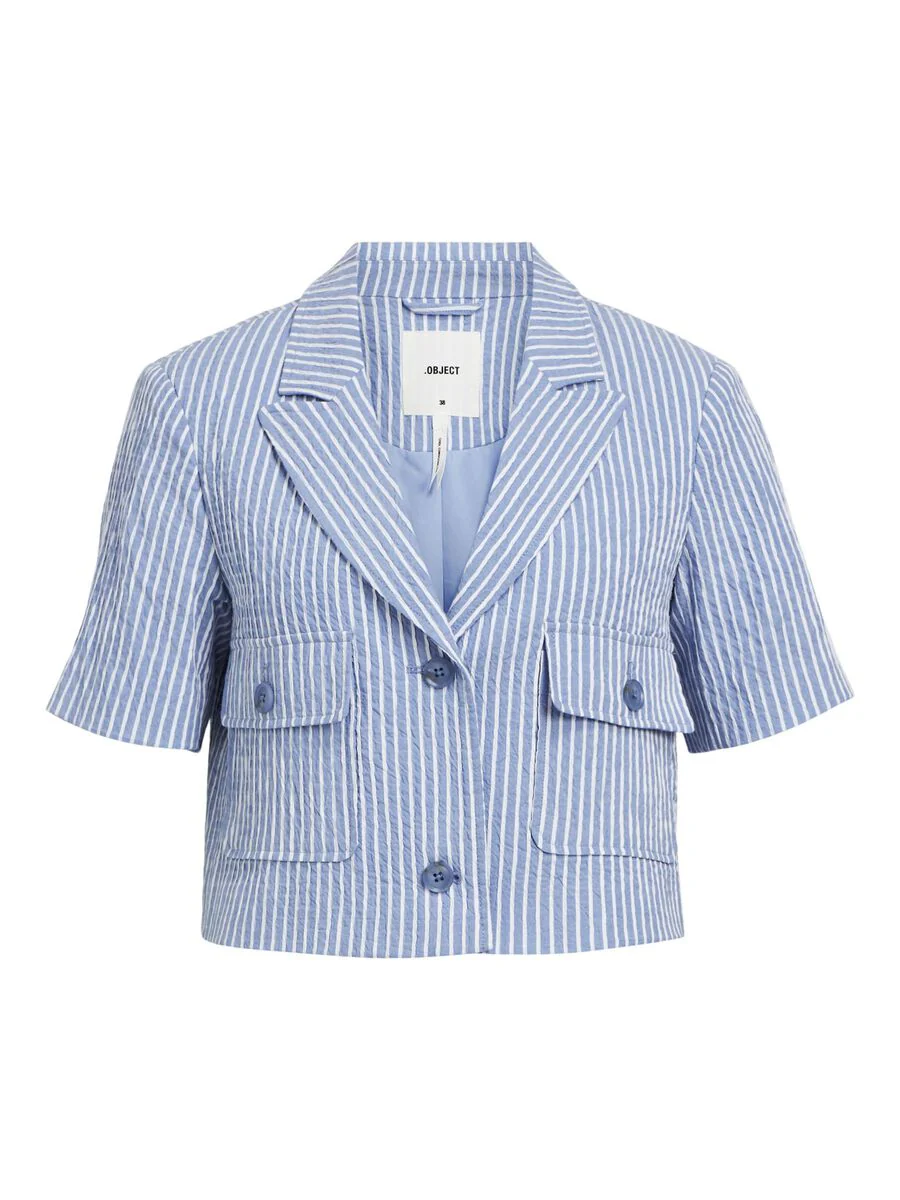 Maya Short Sleeve Blazer (Palace Blue/White) - Image 4