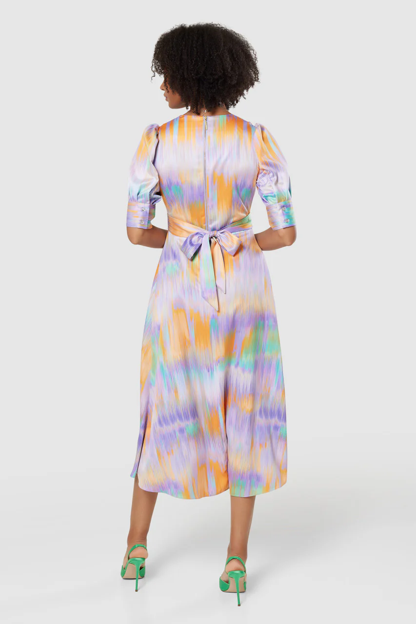 Meera Multi Wrap Midi A- Line Dress (Multi) - Image 2