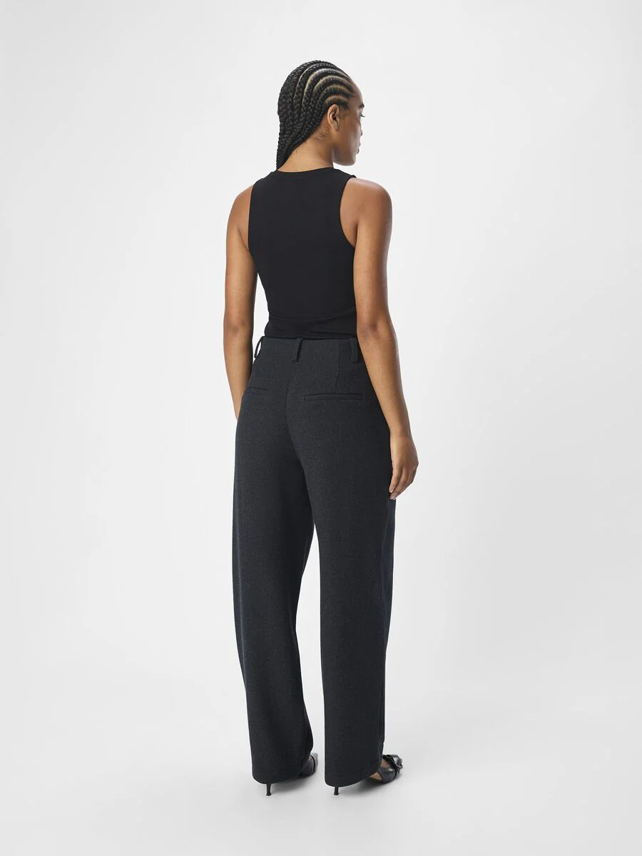 Meghan Barrel Leg Trousers (Dark Grey Melange) - Image 5