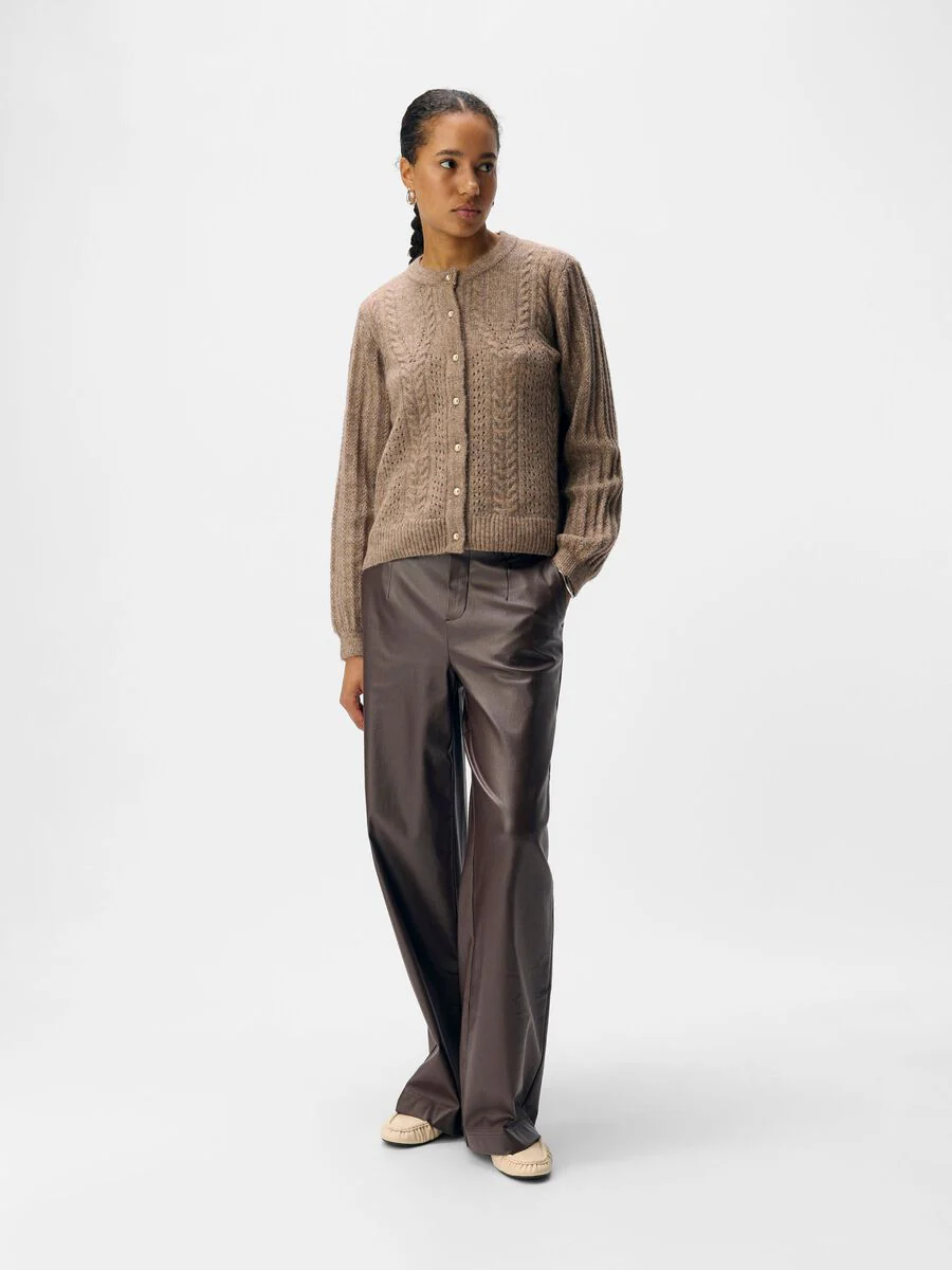 Mel Coated Wide Leg Pants (Seal Brown) - Image 3