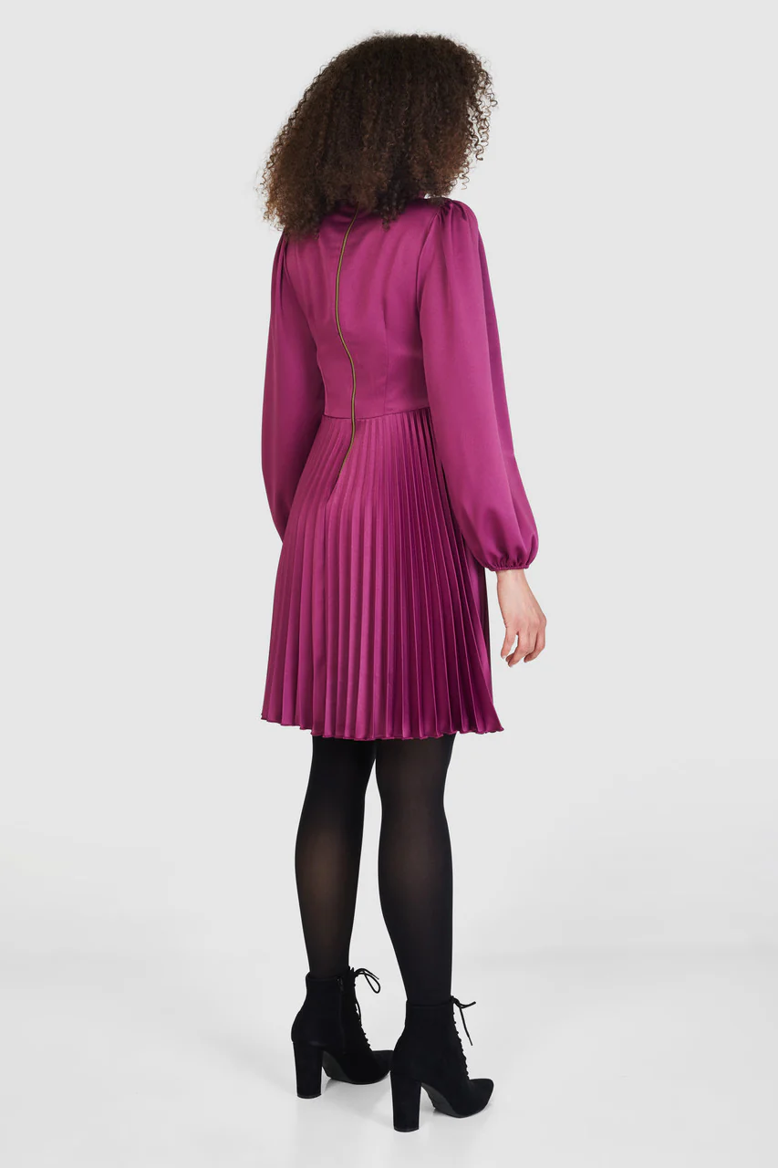 Melaney High Neck Midi Dress (Magenta) - Image 4
