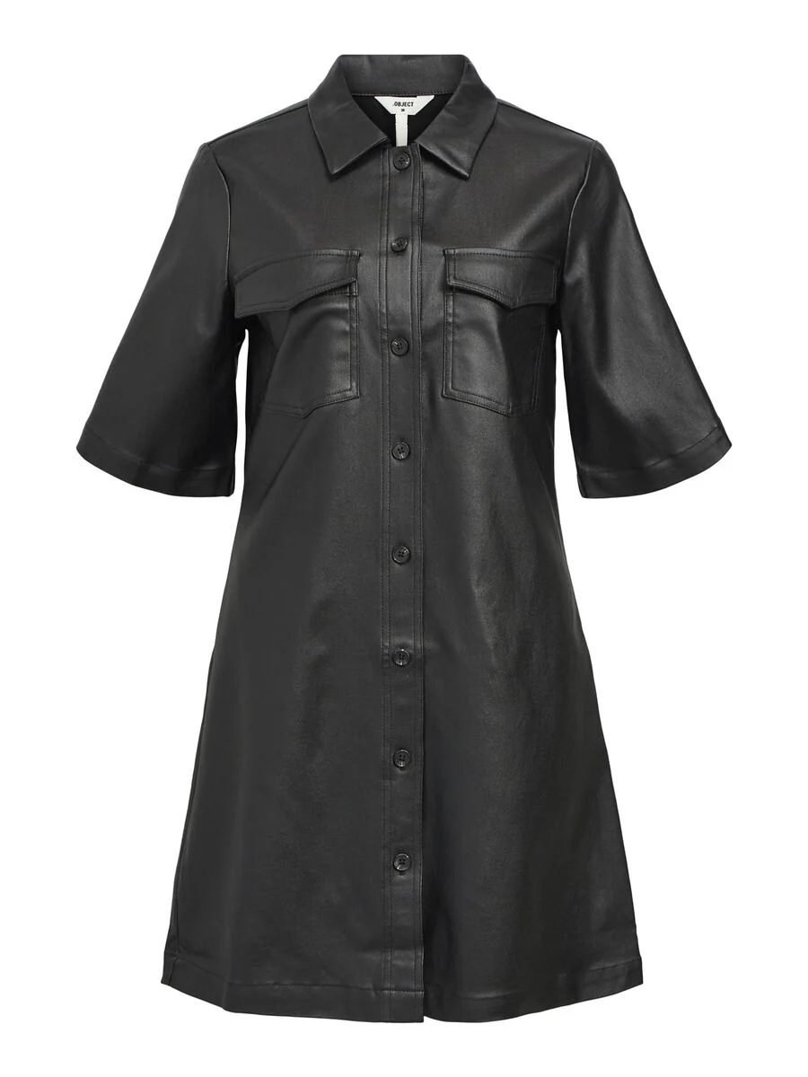 Melba Coated Shirt Dress (Black) - Image 5