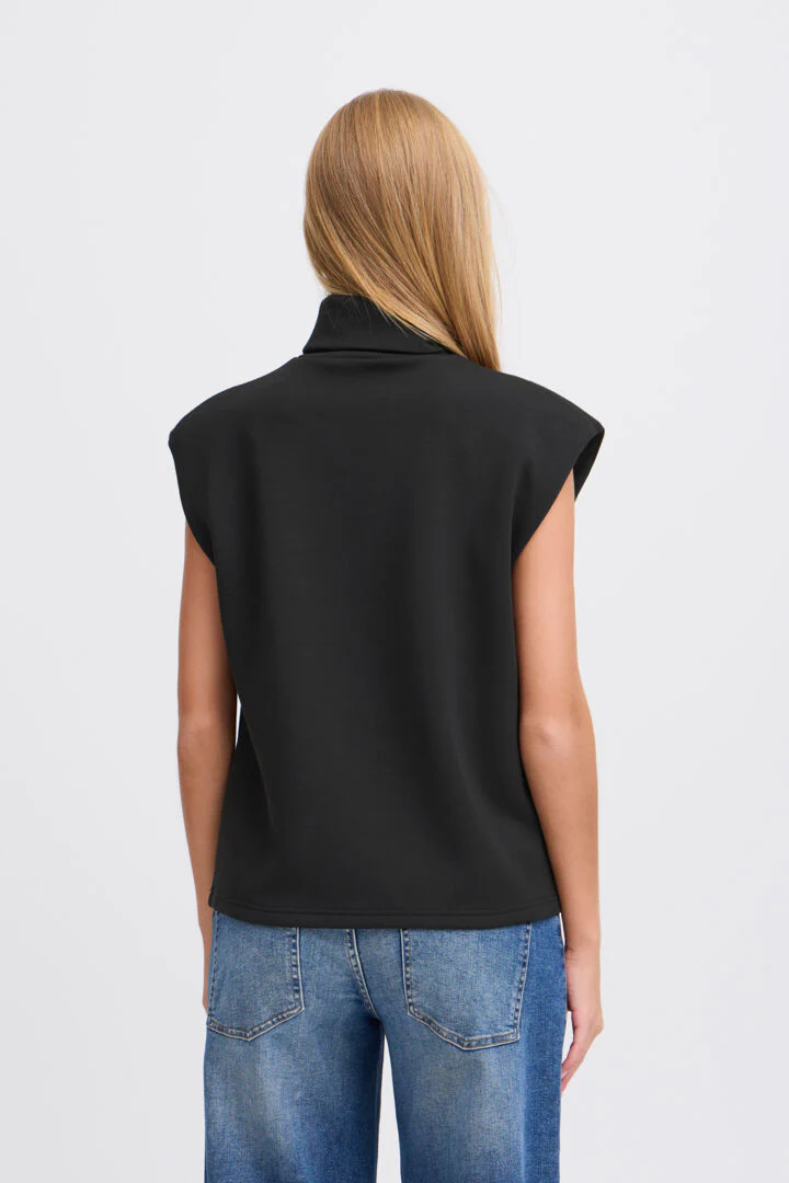 Melina Sleeveless Roll Neck Top (Black) - Image 5