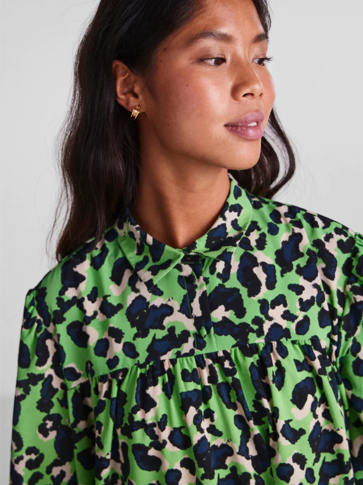 Meline Smock Dress (Grass Green/Leo) - Image 2
