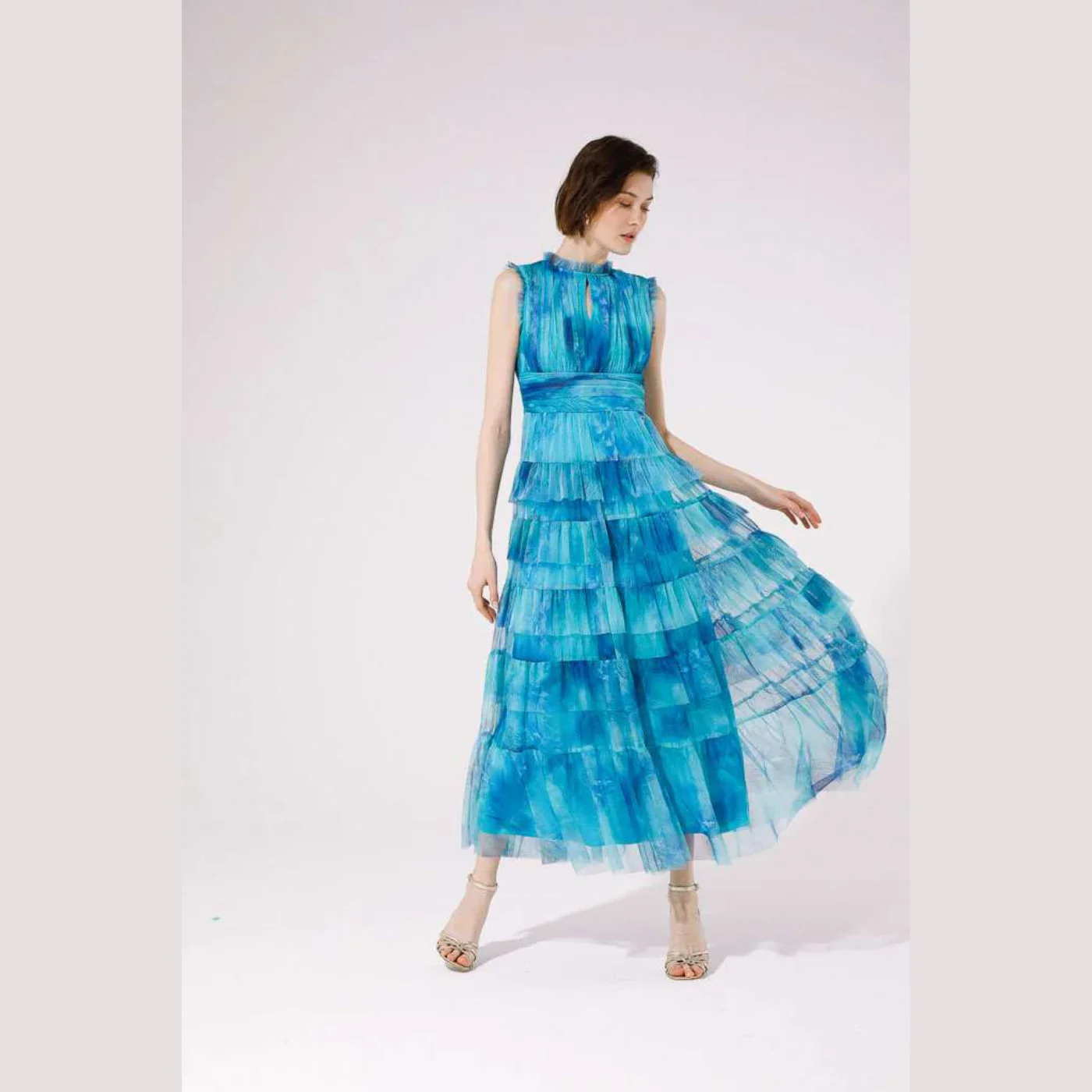 Mercurio Maxi Dress (Aqua Print) - Image 2