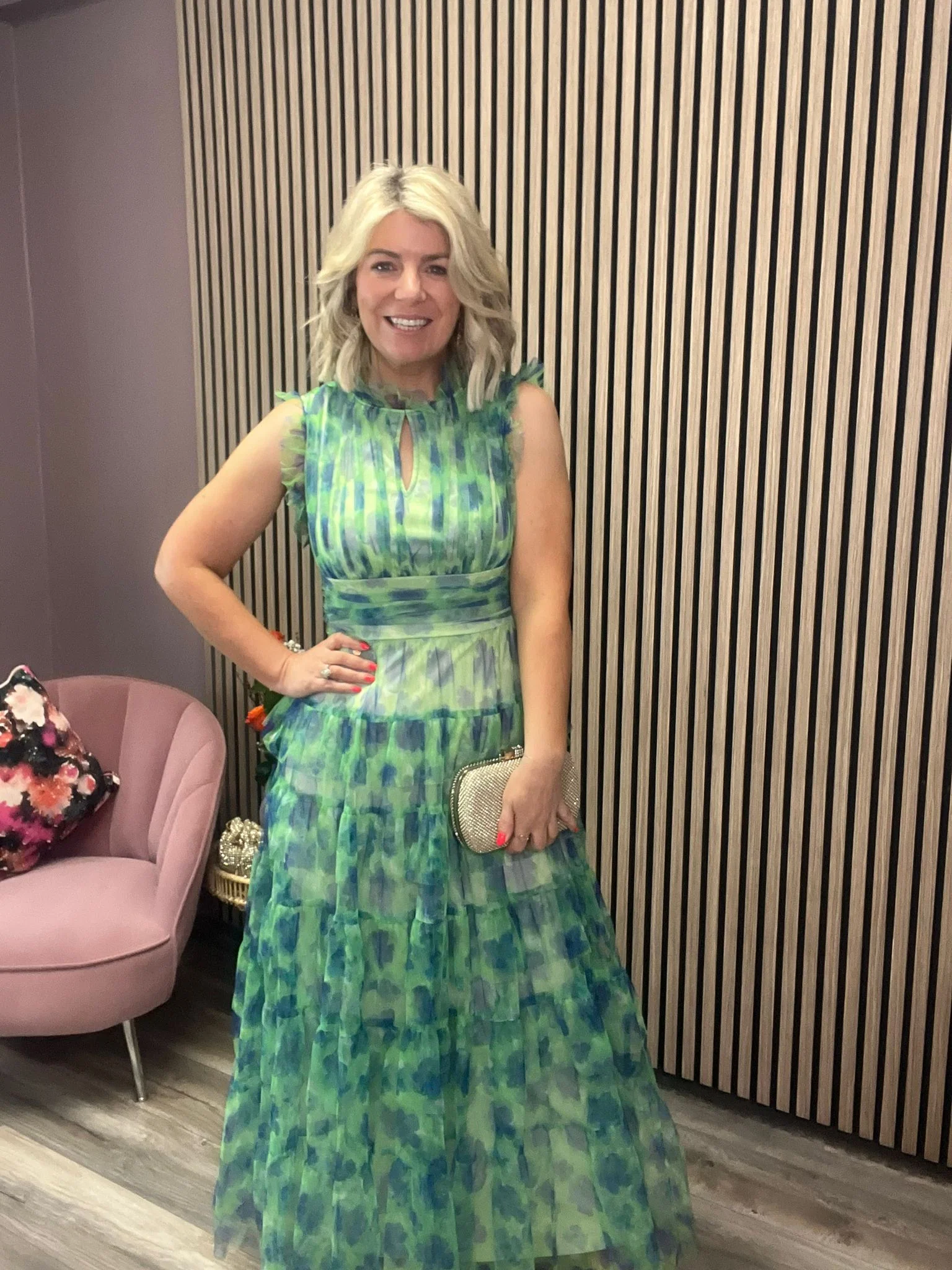 MERCURIO MAXI DRESS (GREEN/BLUE FLOWER) - Image 2