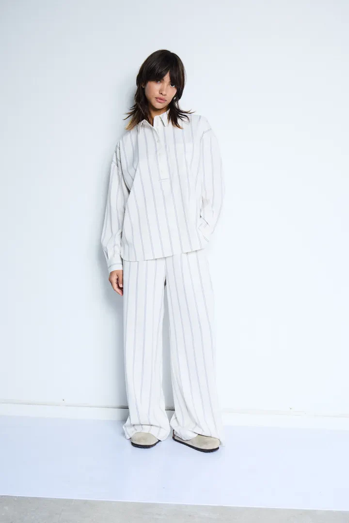 Mia Wide Leg Pants (Birch/Blue)