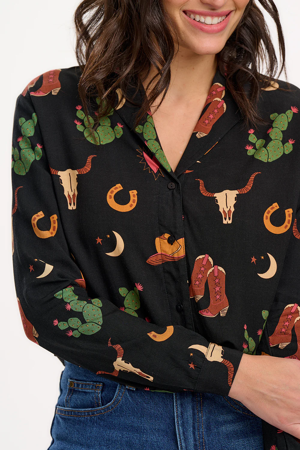 Micah Revere Shirt (Black/Cowgirl Print) - Image 3