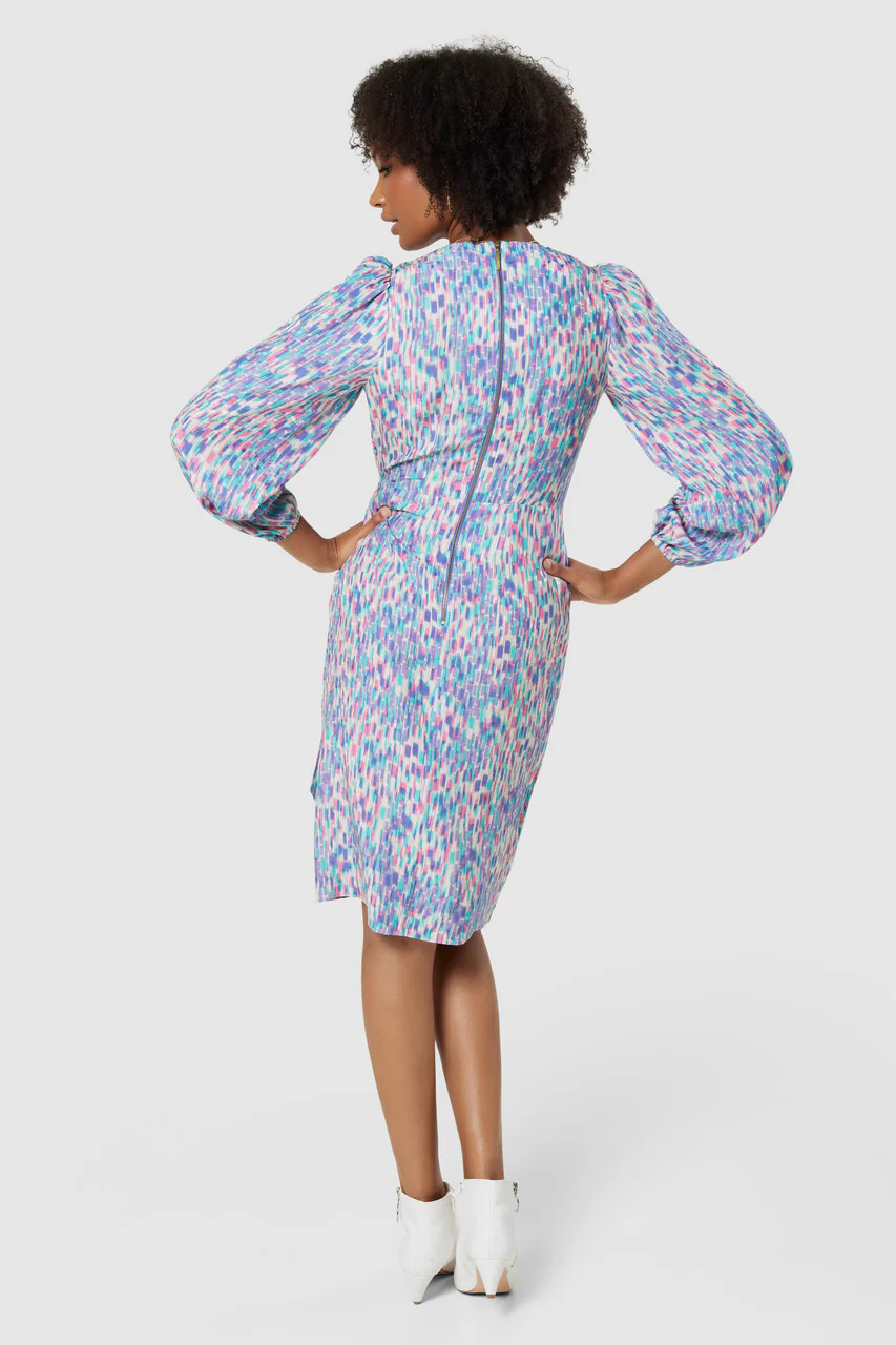 Michaela Print Wrap Dress (Lilac) - Image 3
