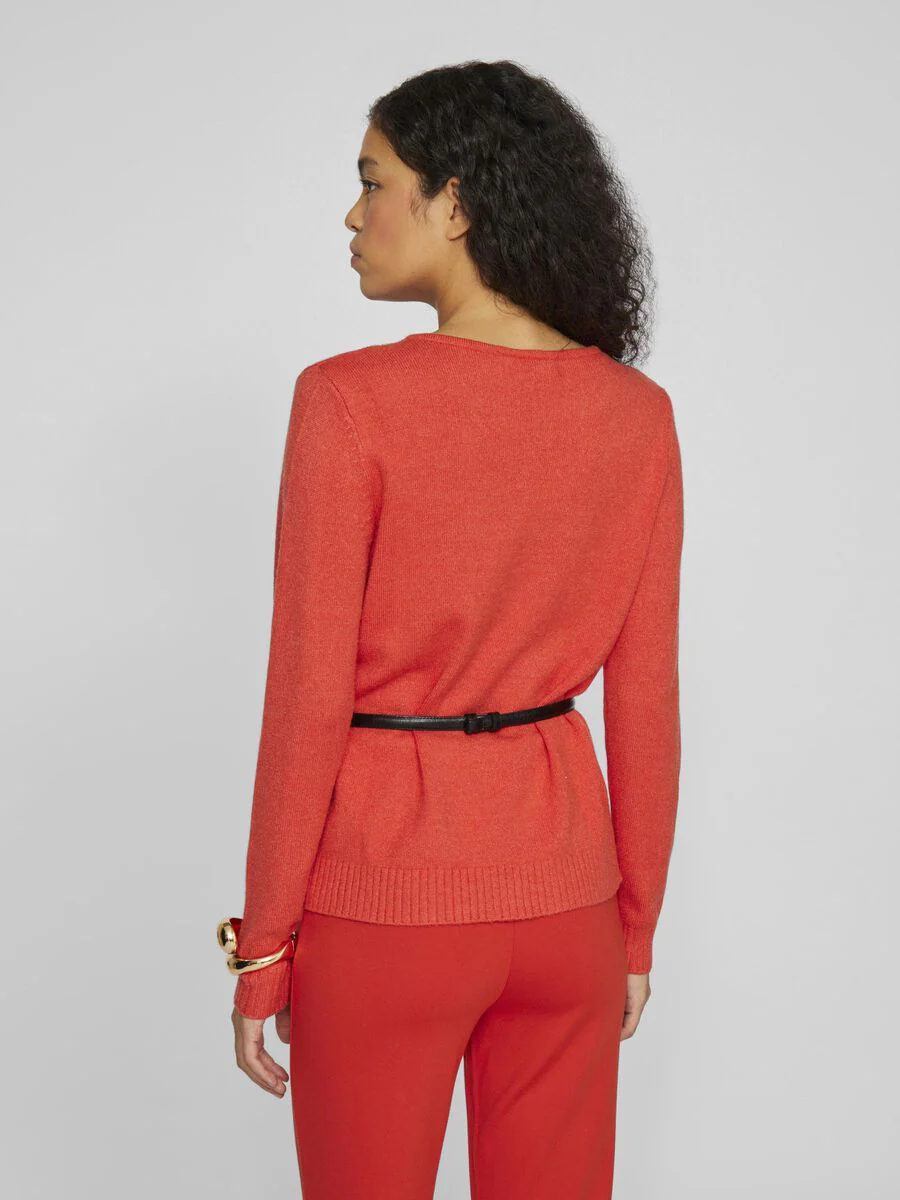 Miela V-Neck Jumper (Aurora Red/Dark Melan) - Image 2