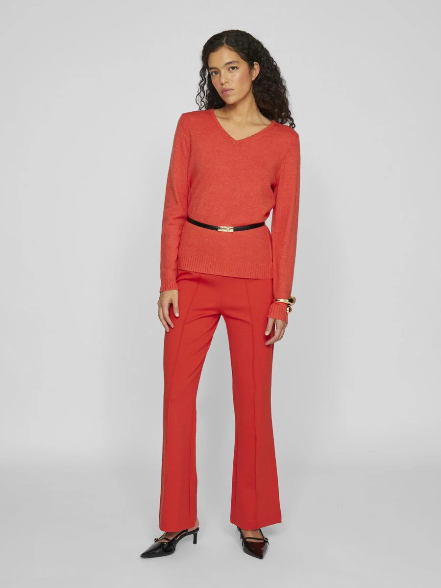 Miela V-Neck Jumper (Aurora Red/Dark Melan) - Image 4