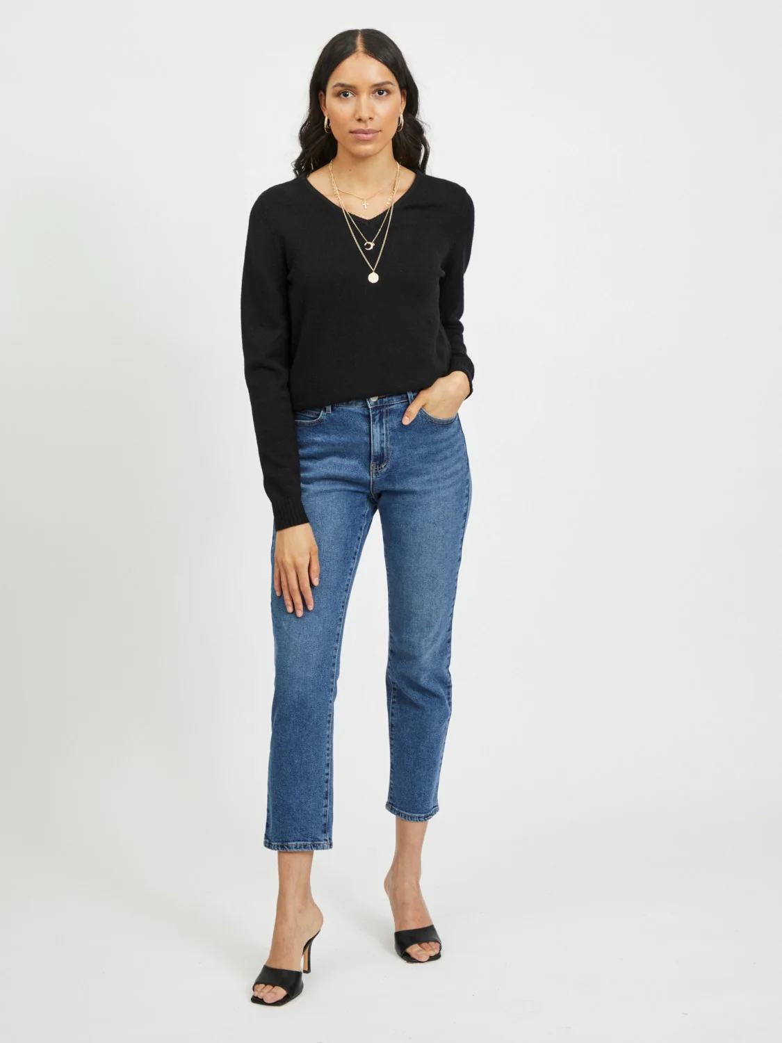 MIELA V-NECK JUMPER (BLACK) - Image 3