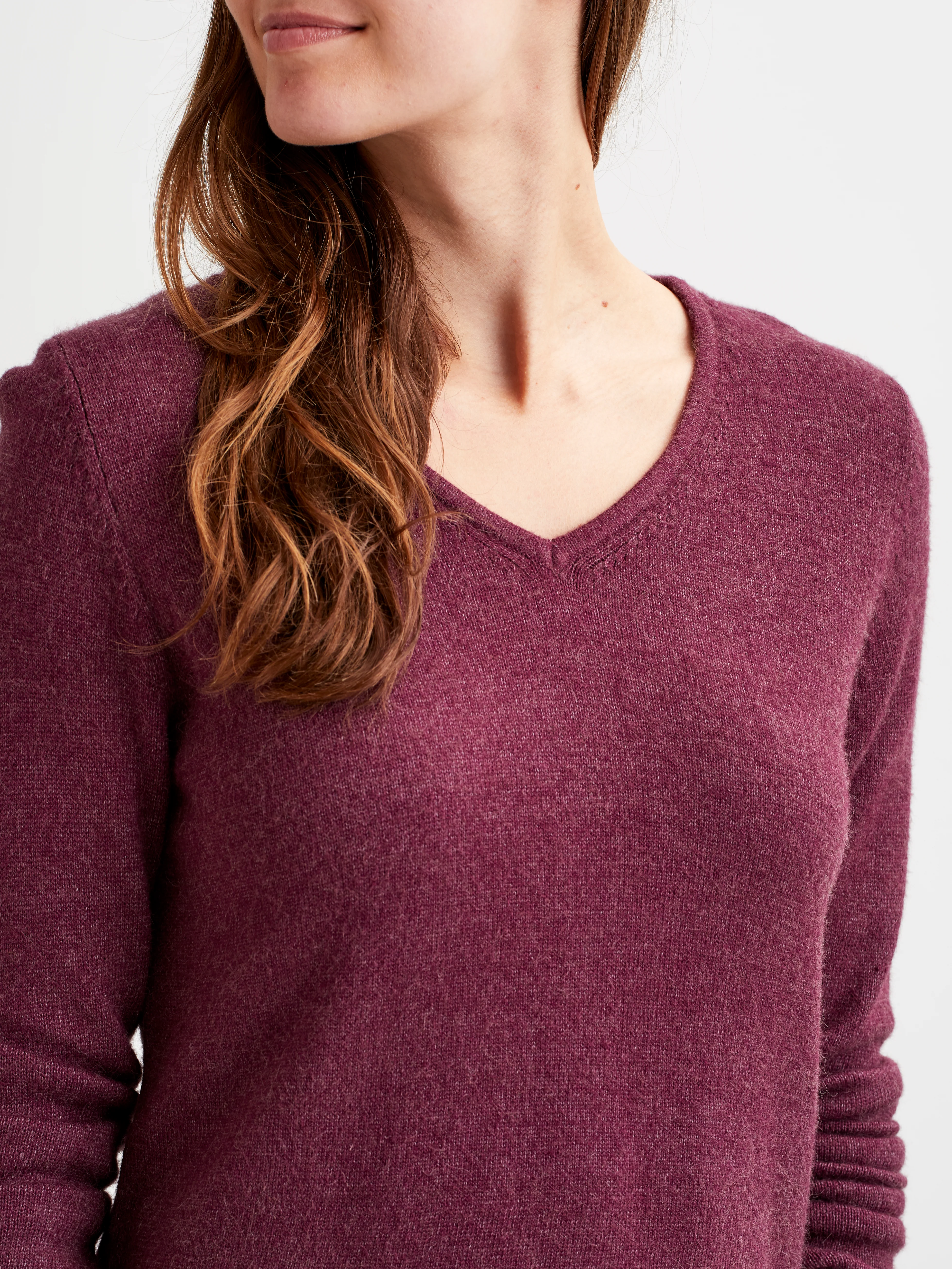Miela V-Neck Jumper (Dark Fig/Melange) - Image 2