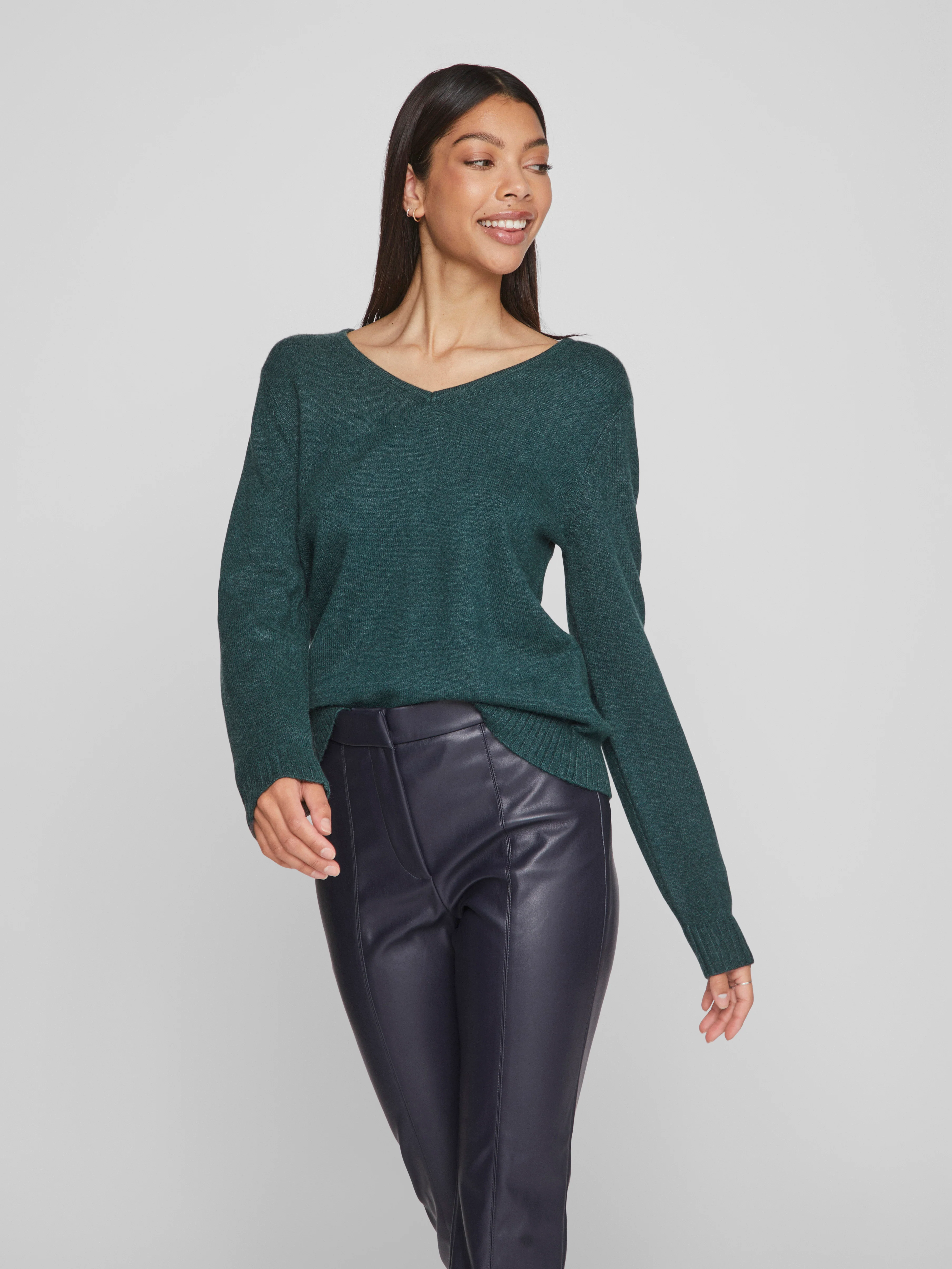 Miela V-Neck Jumper (Pineneedle/Dark Melange) - Image 2