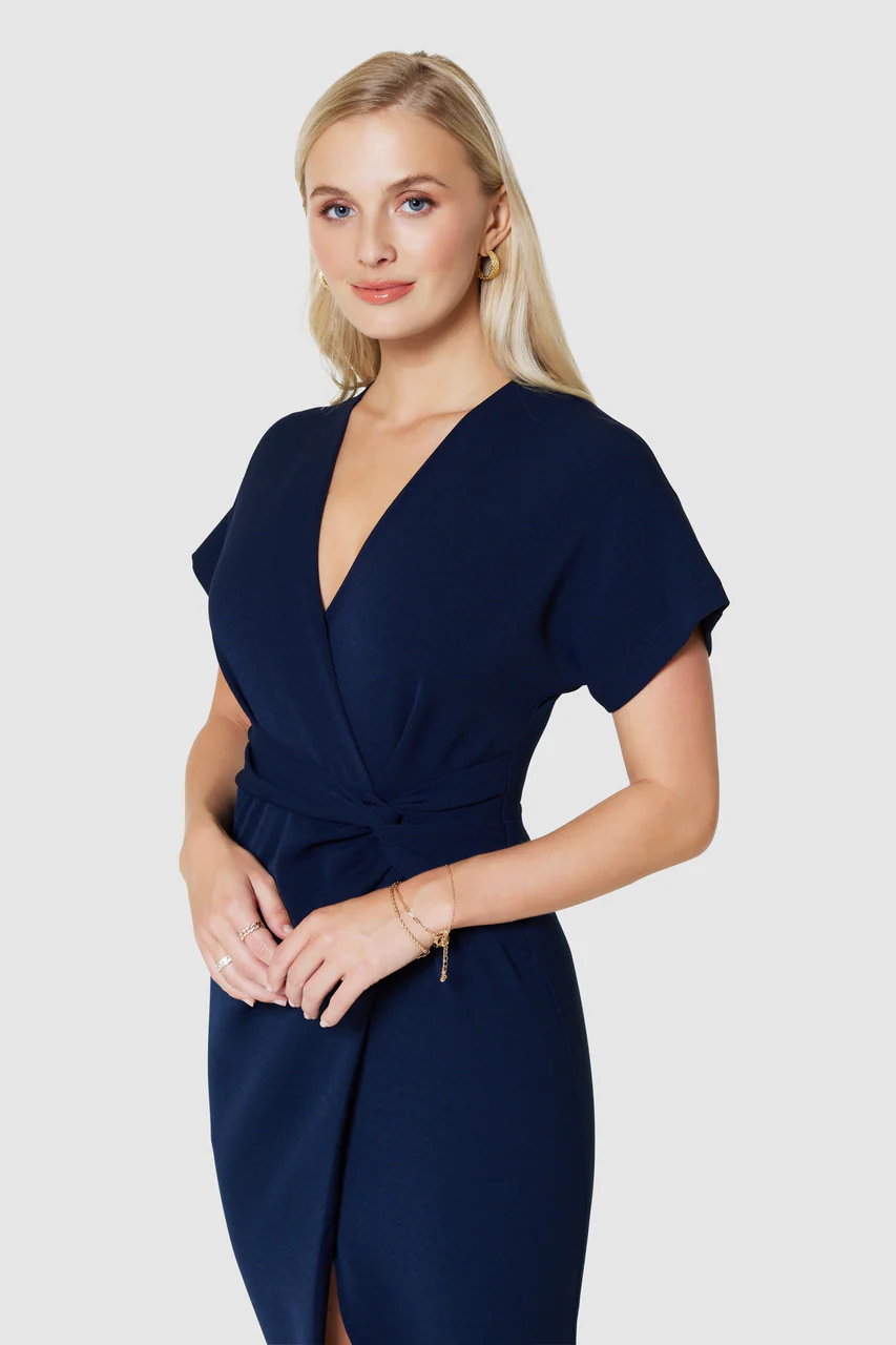 Miena Kimono Pencil Dress (Navy) - Image 4