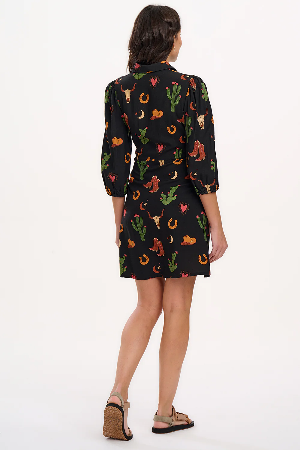 Mildred Shirt Dress (Black/Cowgirl Print) - Image 6