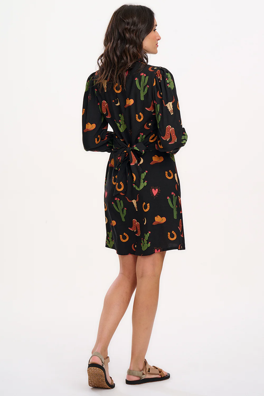 Mildred Shirt Dress (Black/Cowgirl Print) - Image 7