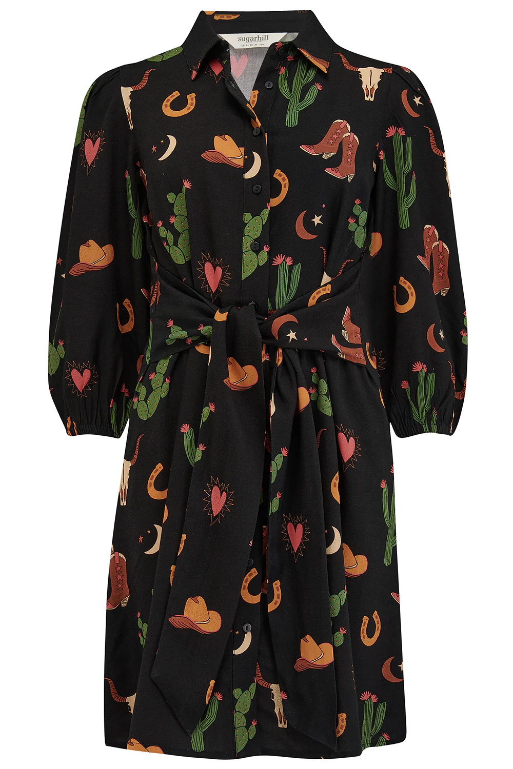 Mildred Shirt Dress (Black/Cowgirl Print) - Image 8