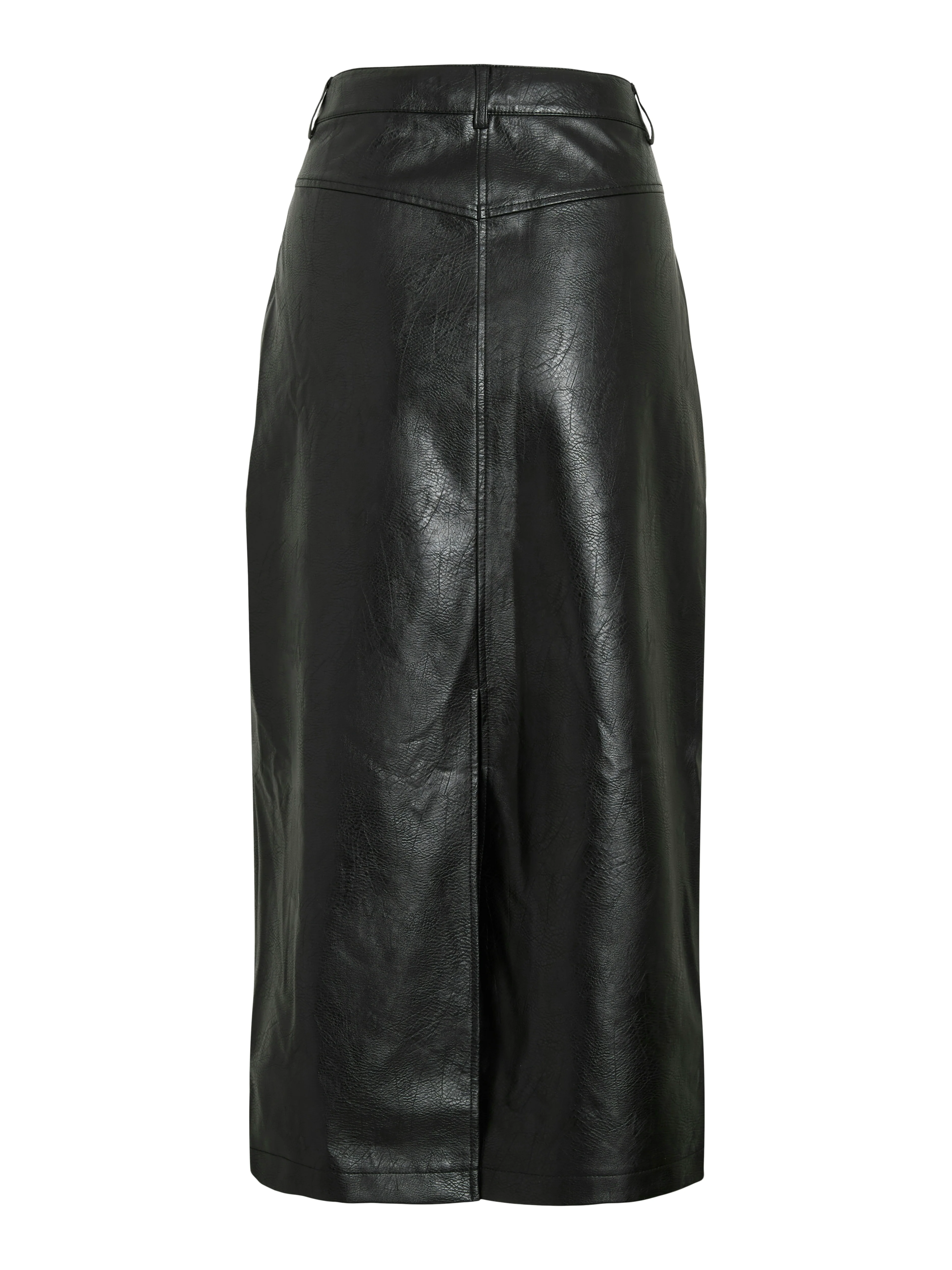 Milian Faux Leather Midi Skirt (Black) - Image 5