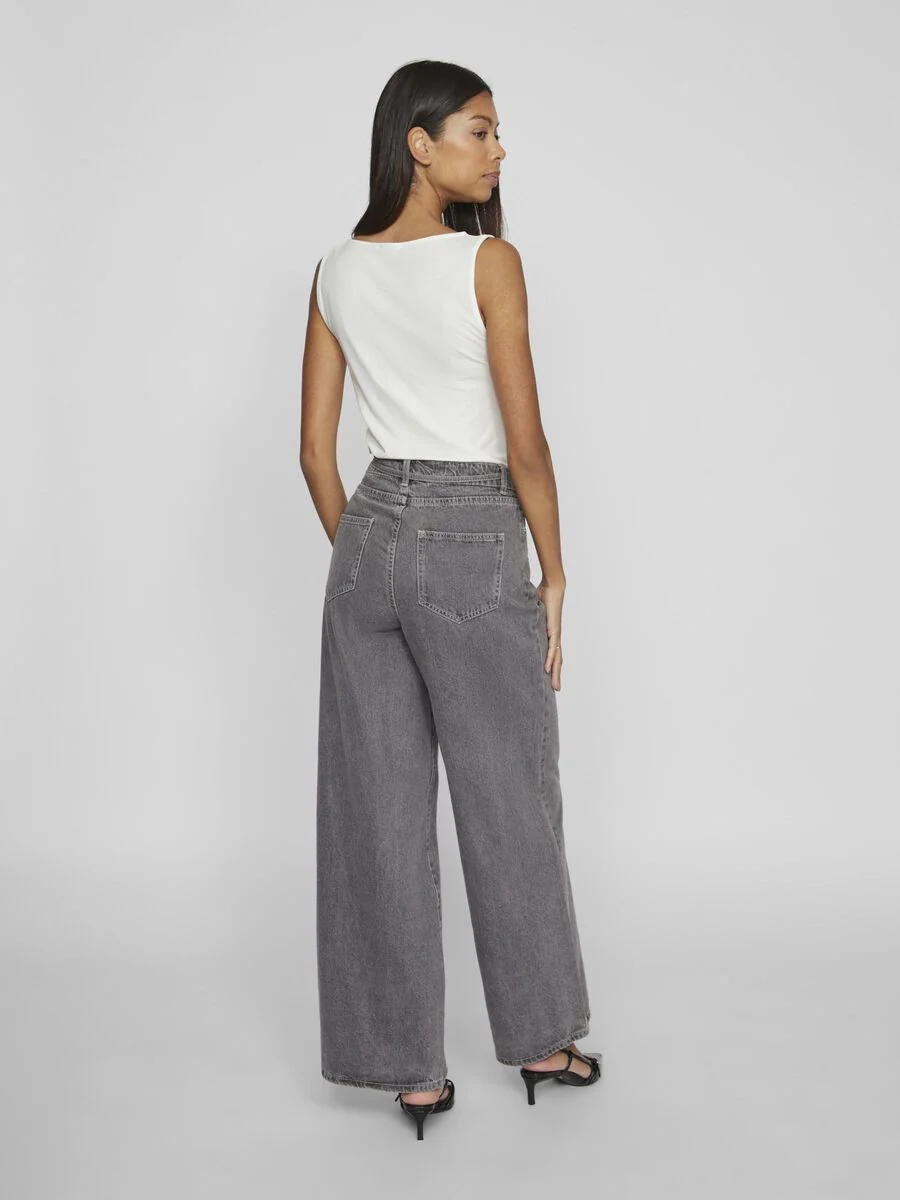 Mindy High Waisted Tie Band Jeans (Grey Denim) - Image 4