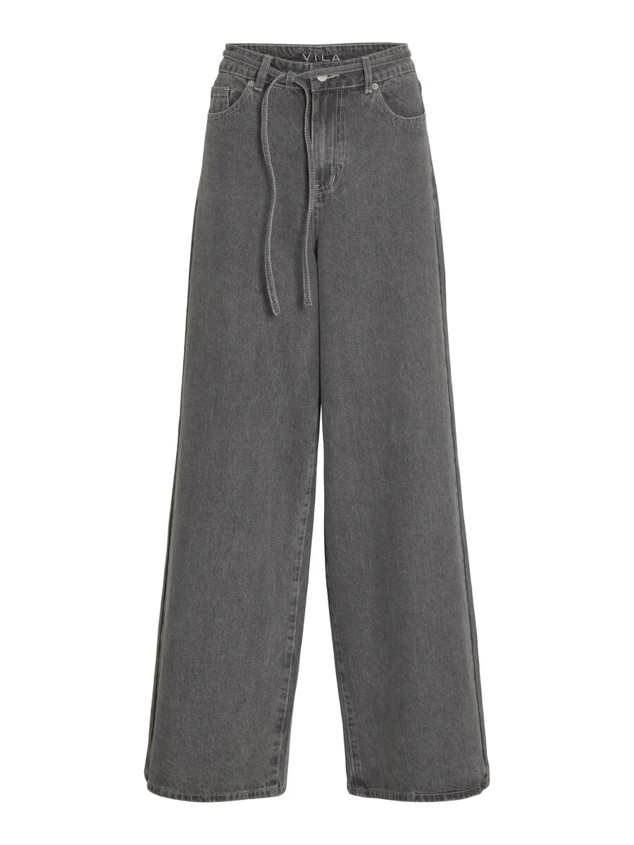 Mindy High Waisted Tie Band Jeans (Grey Denim) - Image 6