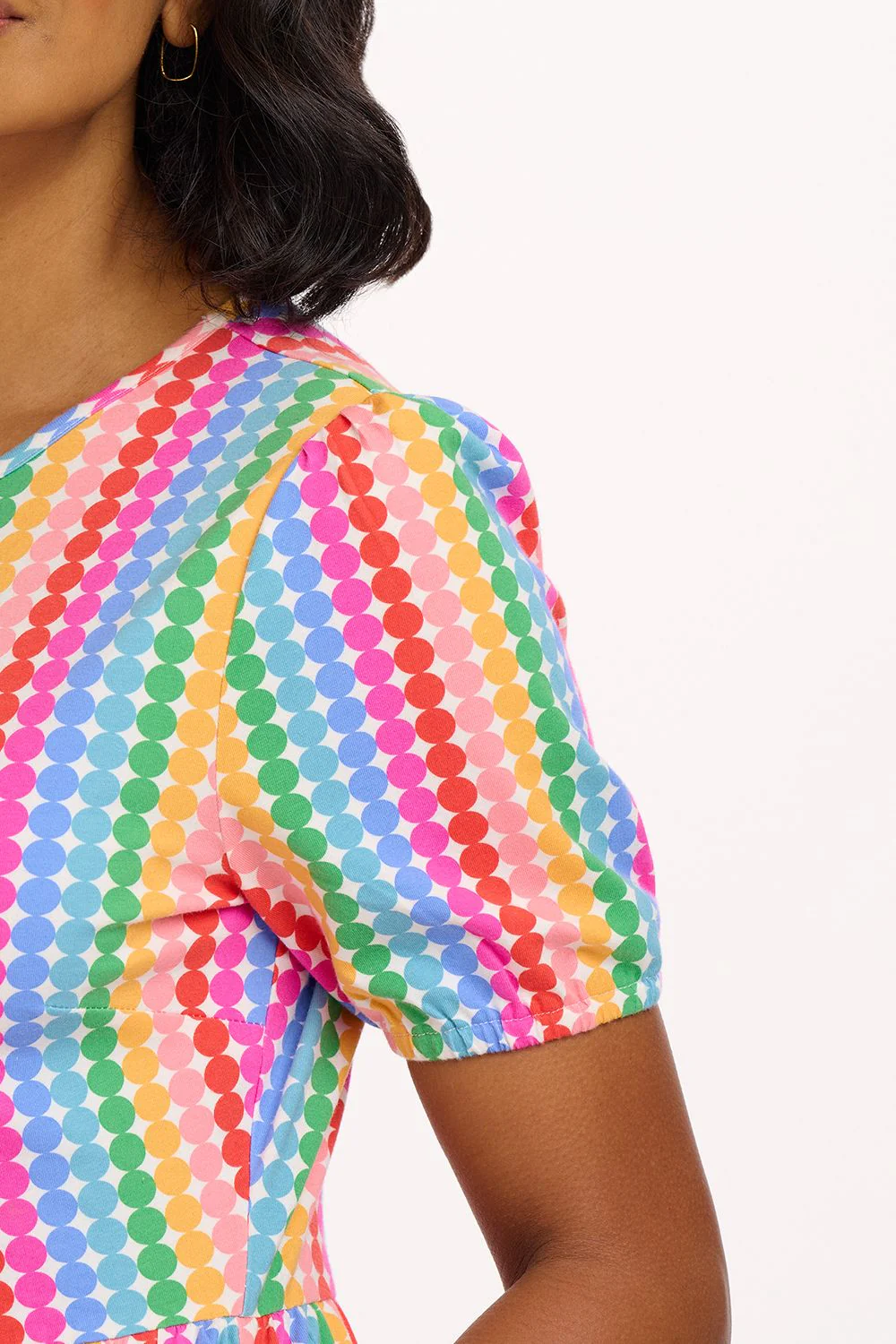 Minerva Jersey Tiered Midi Dress (Multi/Rainbow Circles) - Image 3