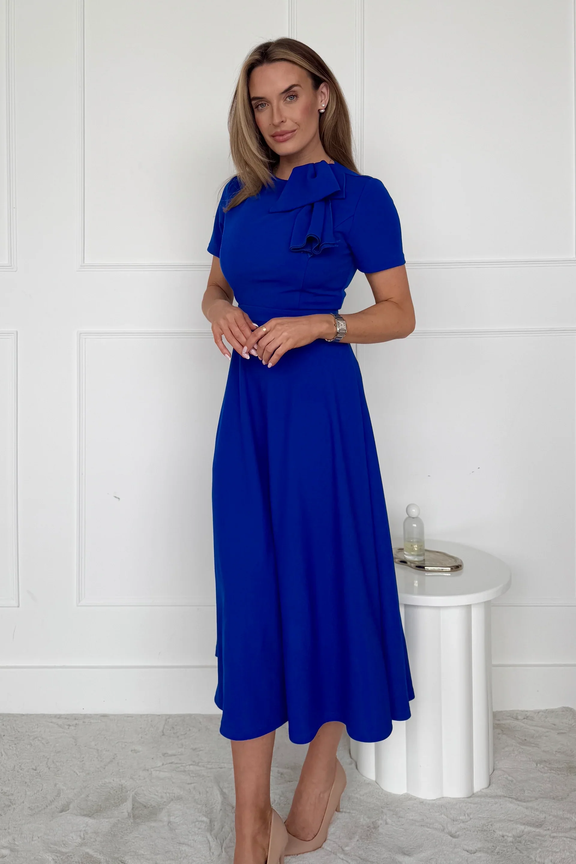 Minta Bow Detail Midi Dress (Cobalt) - Image 2