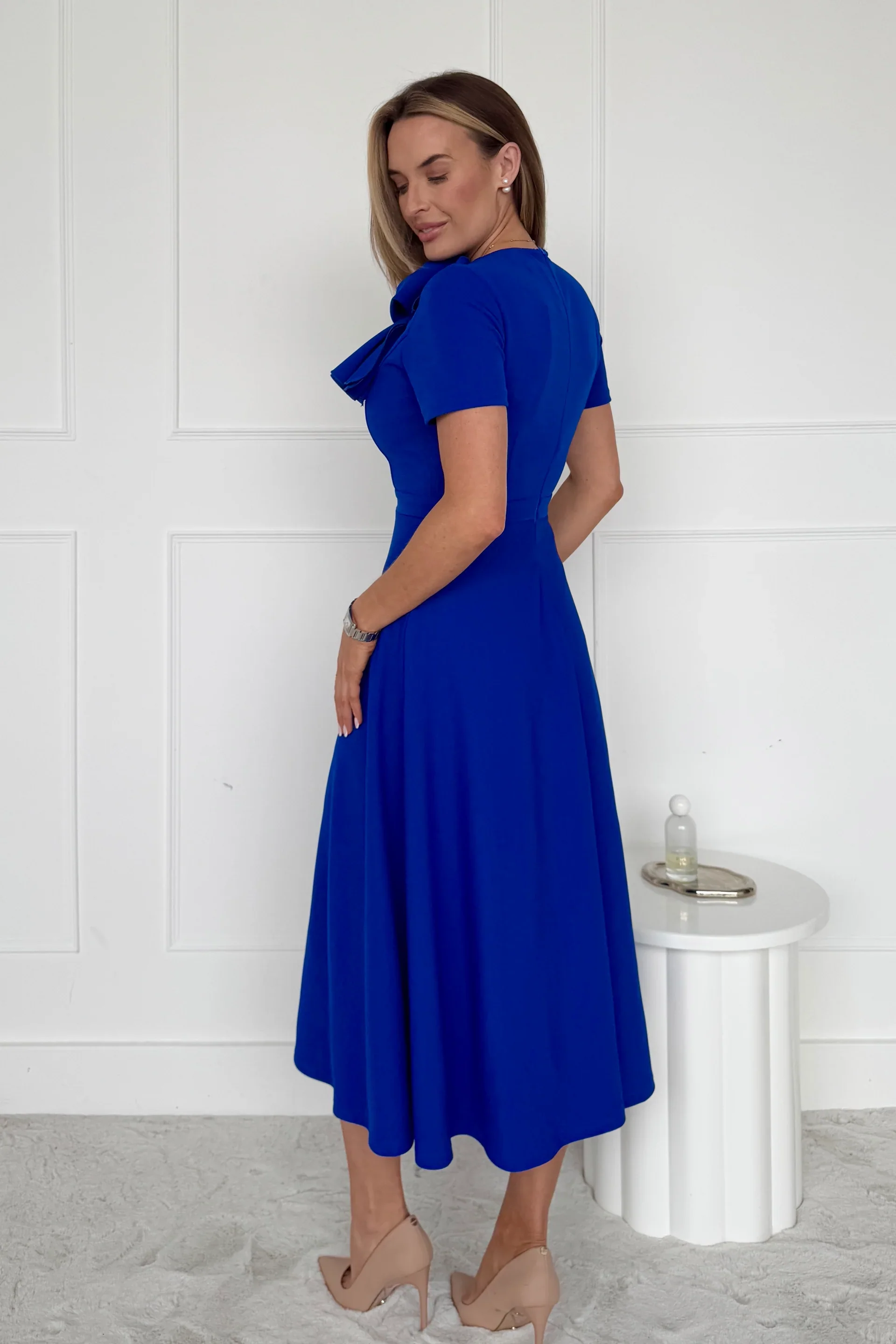 Minta Bow Detail Midi Dress (Cobalt) - Image 3