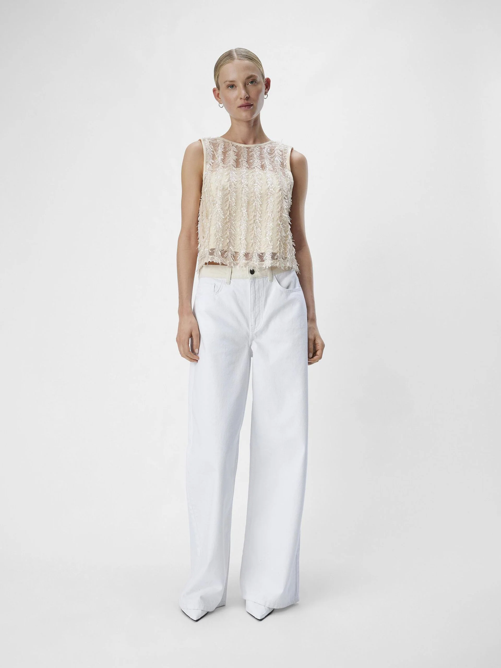 Mira Sleeveless Sequin Top (Sandshell) - Image 2