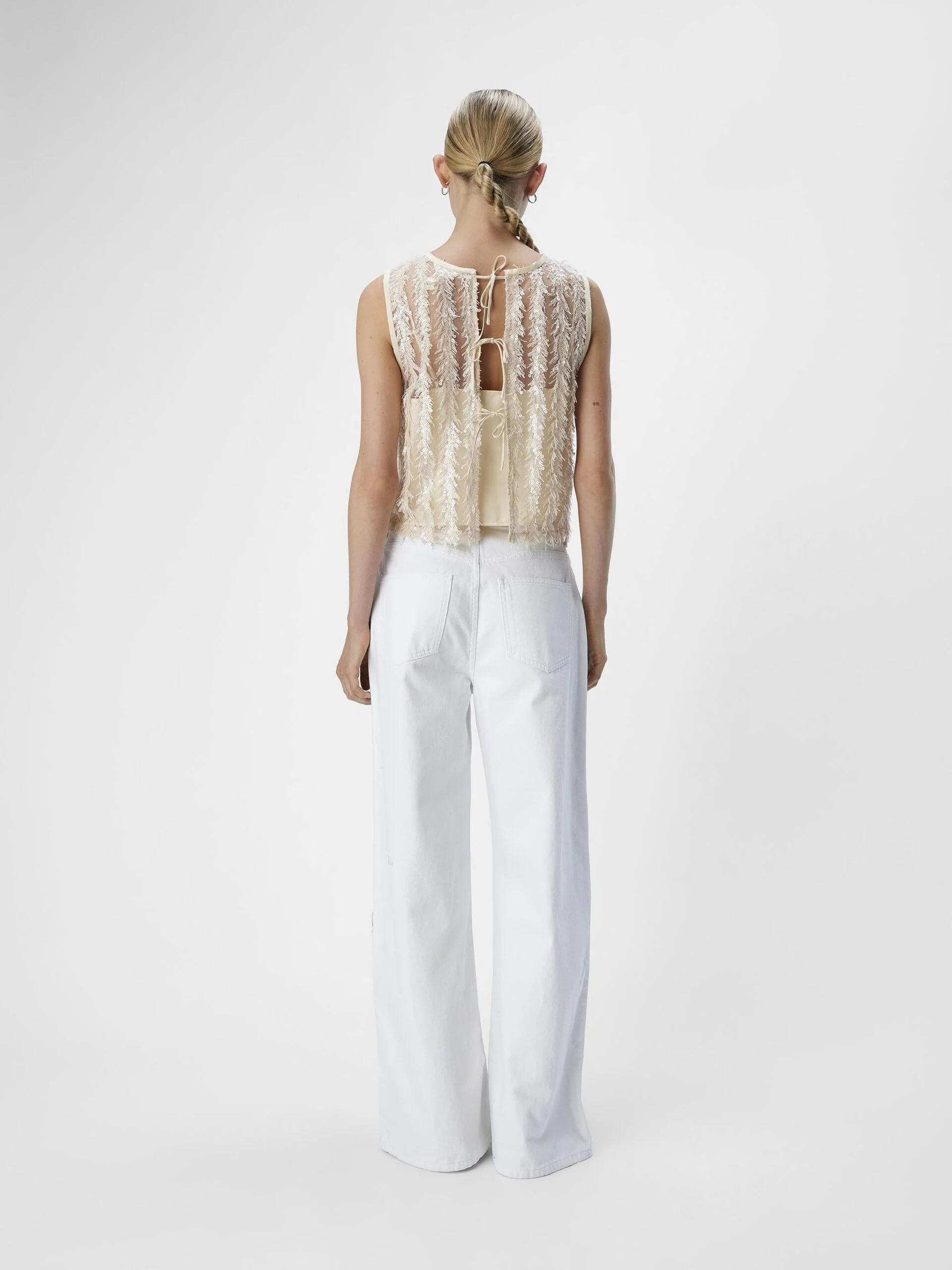 Mira Sleeveless Sequin Top (Sandshell) - Image 3