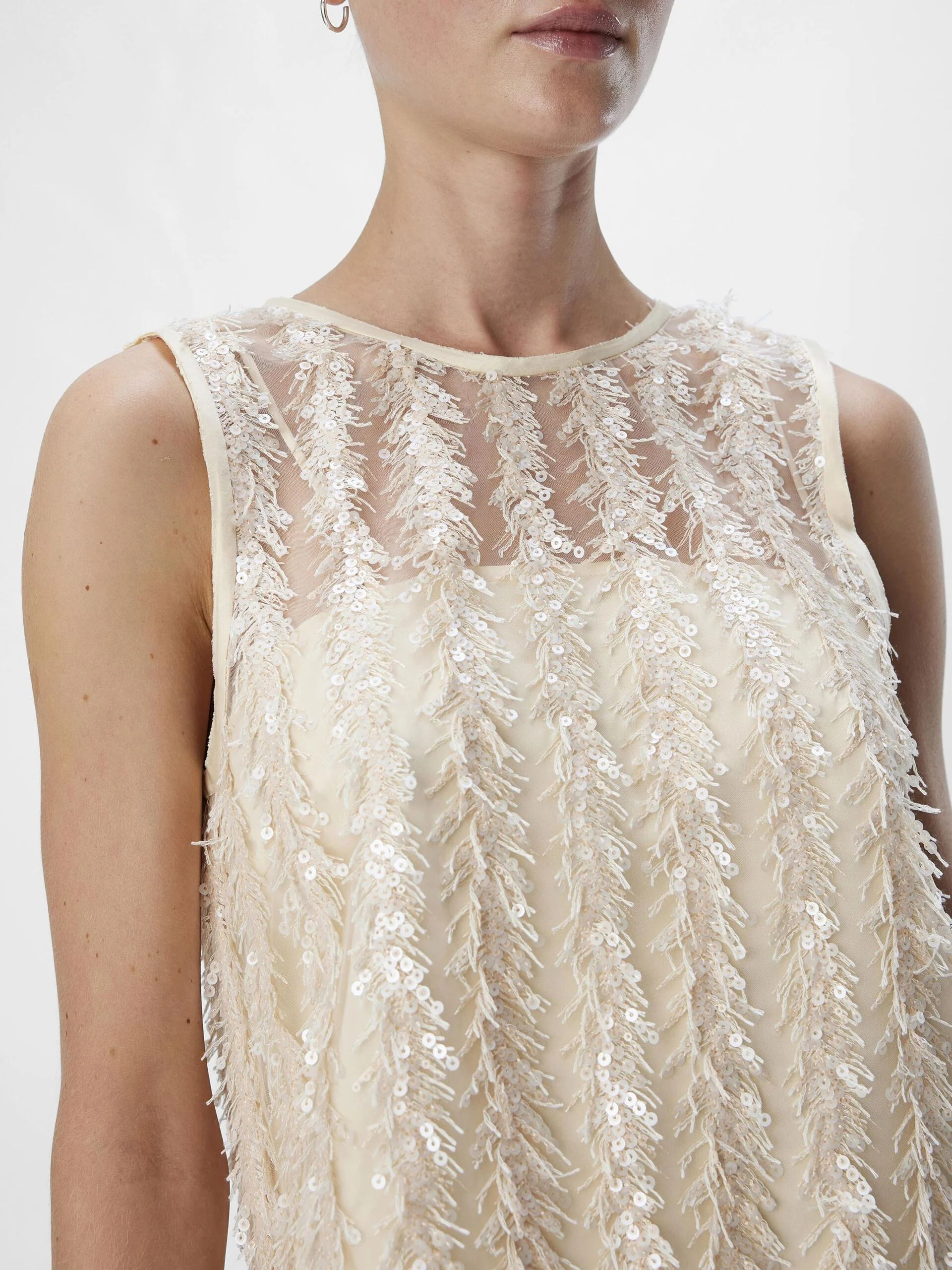 Mira Sleeveless Sequin Top (Sandshell) - Image 4
