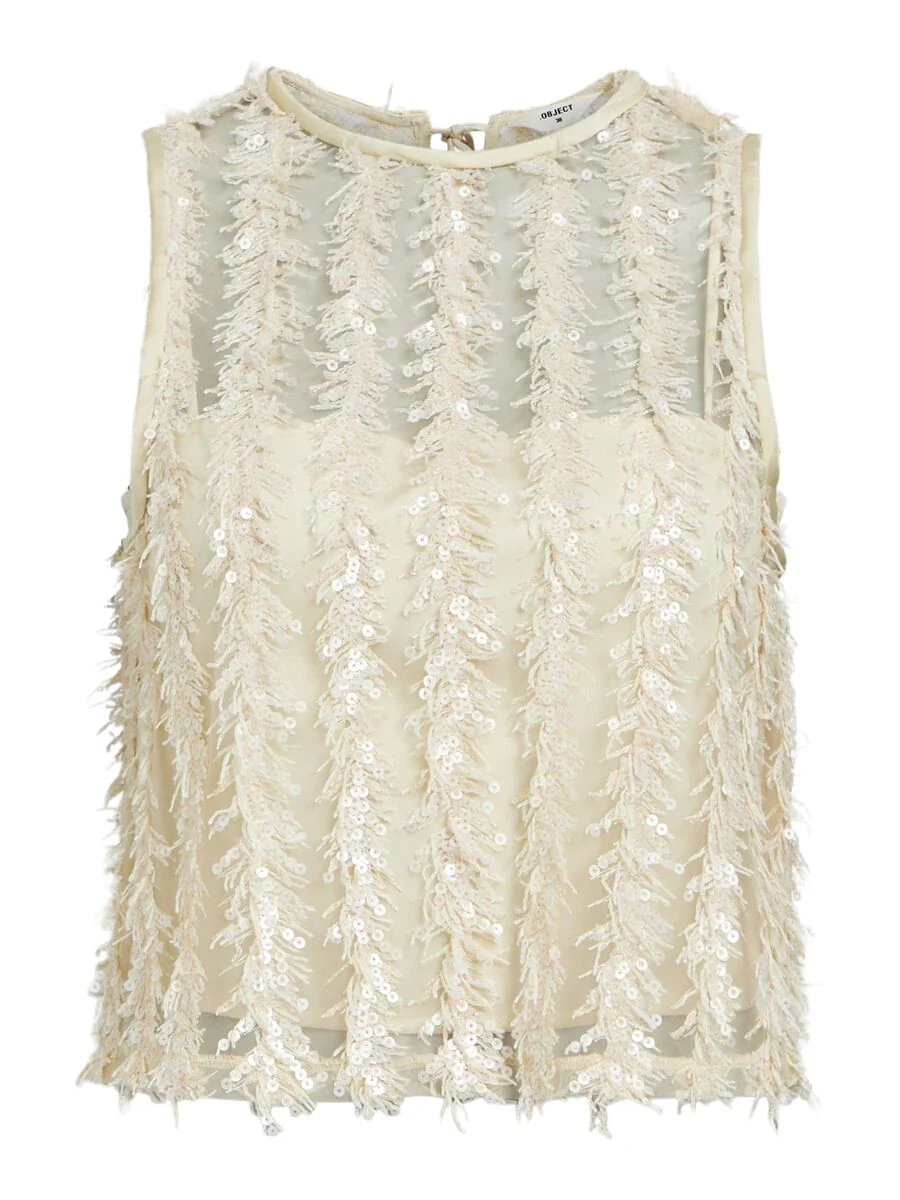 Mira Sleeveless Sequin Top (Sandshell) - Image 6