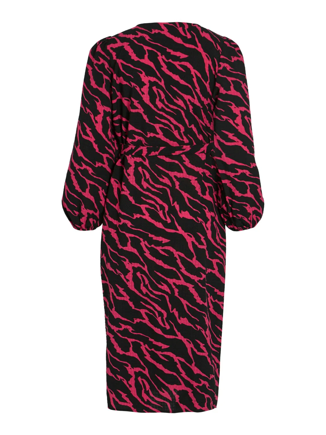 Molly Wrap Midi Dress (Black/Pink) - Image 3
