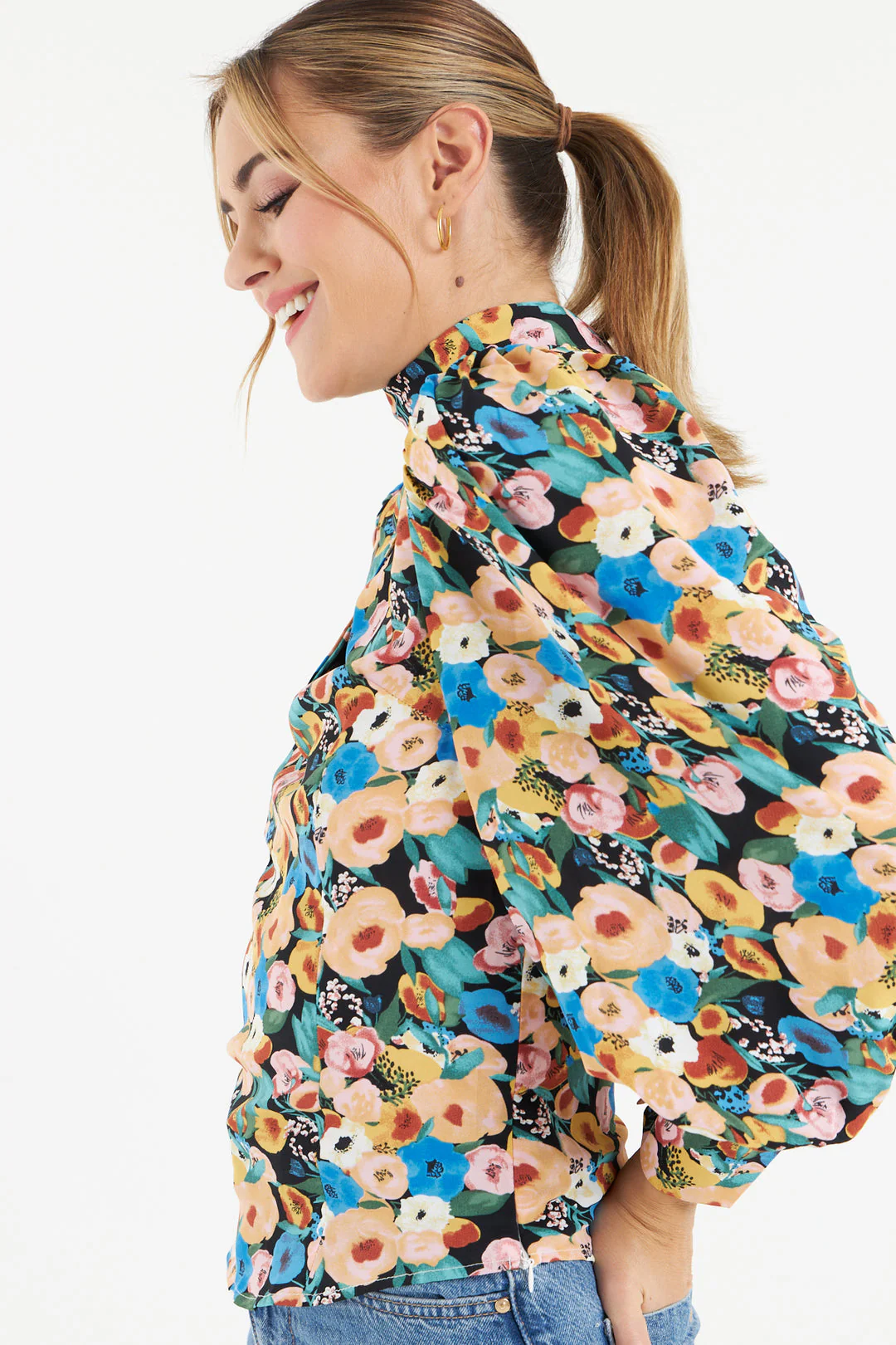 Moscow Floral Blouse (Black) - Image 3