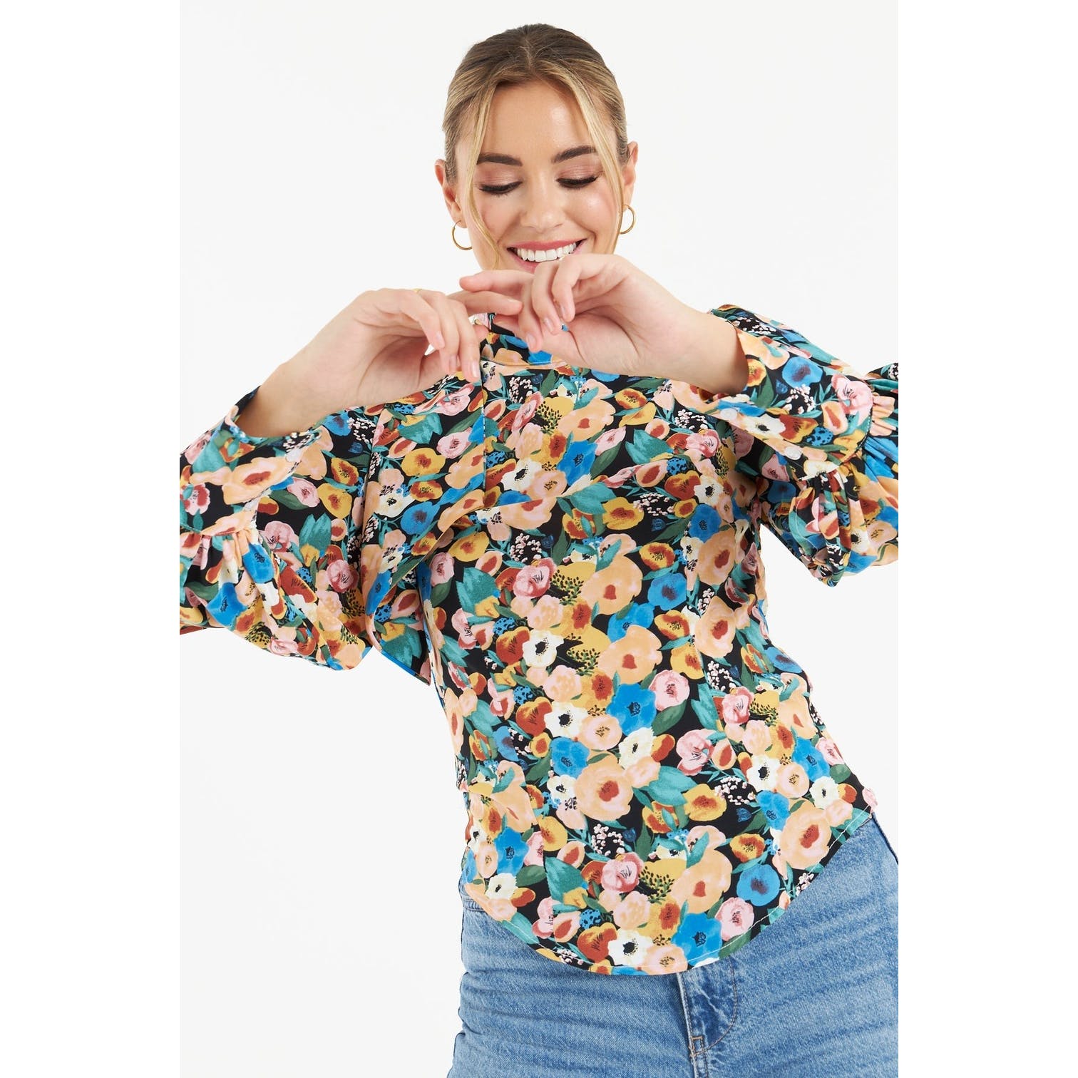 Moscow Floral Blouse (Black) - Image 7