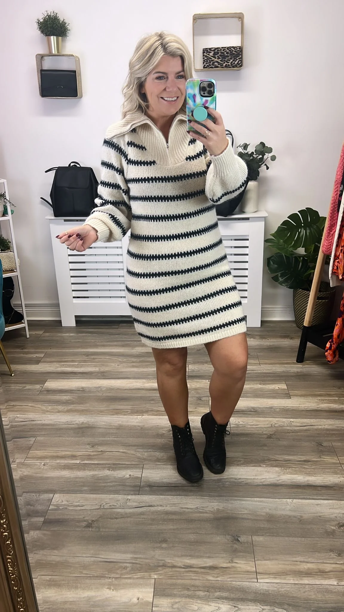 Nadine Half Zip Dress (Buttercream/Sky Captain) - Image 2