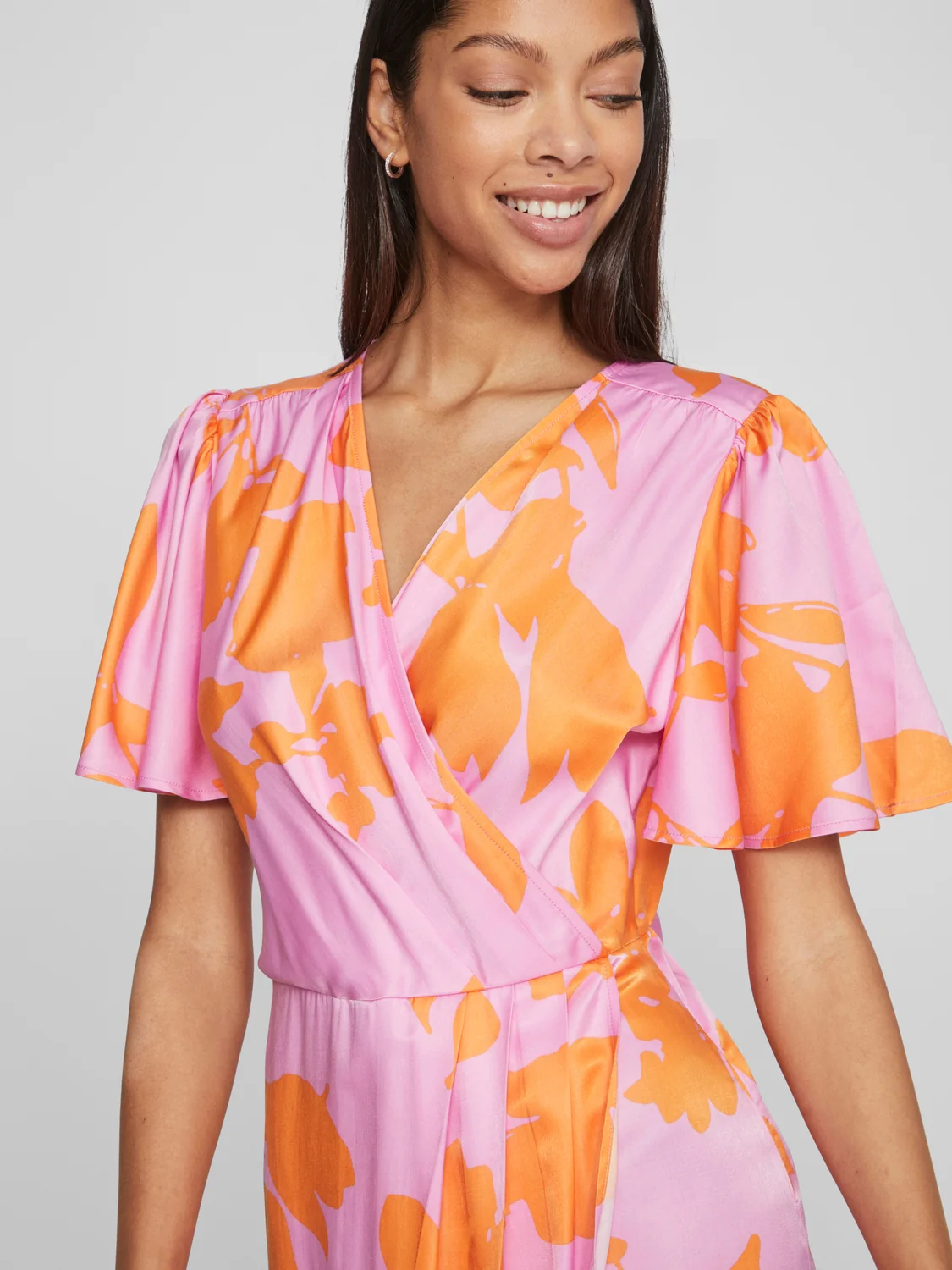 Nakita V-Neck Wrap Midi Dress Lilac/Orange - Image 5