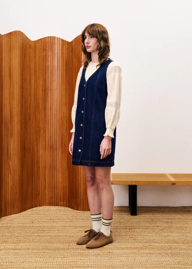 Nala Denim Mini Dress (Midnight Blue) - Image 3